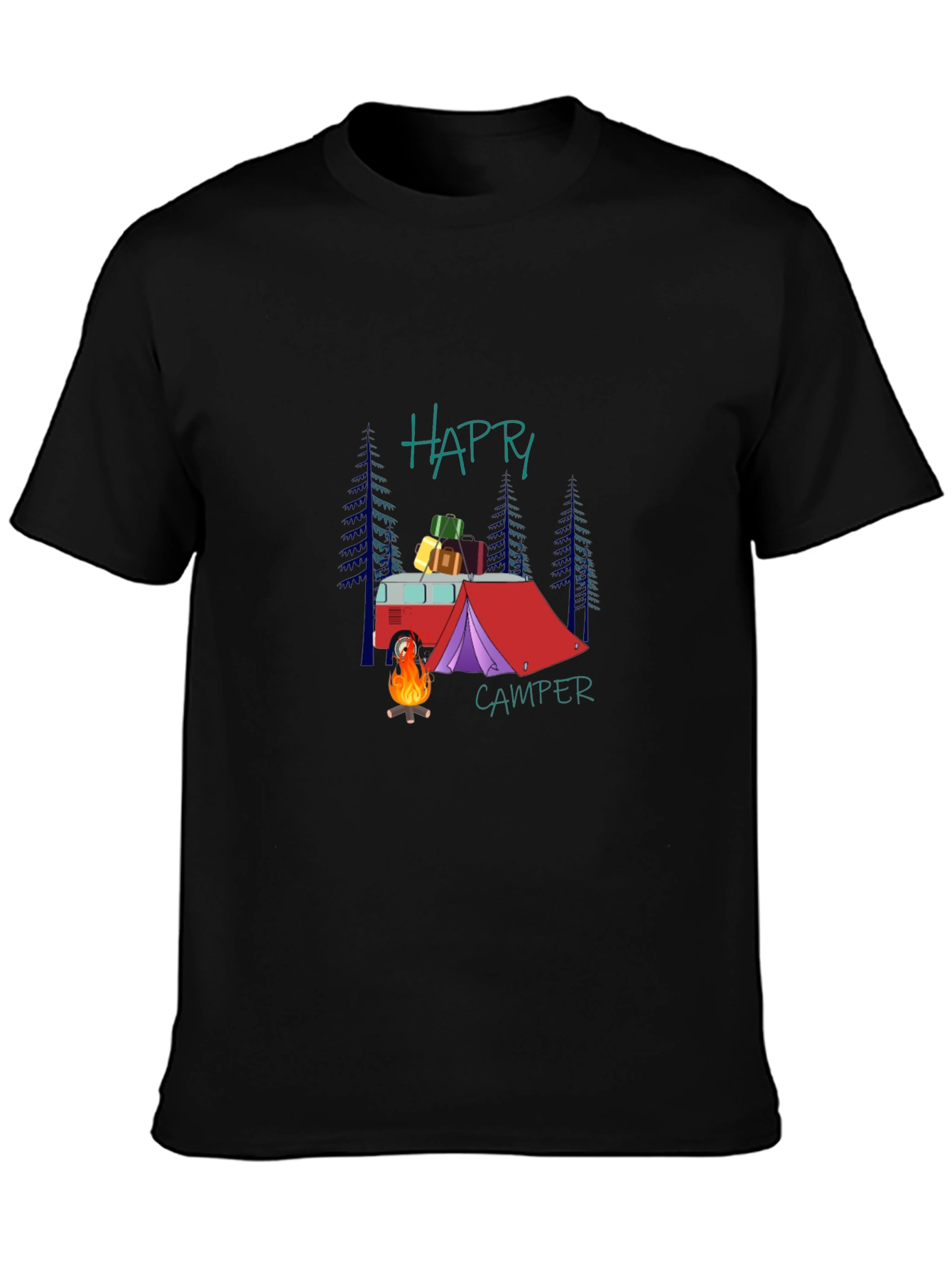 Happy Camper Graphic T-Shirt - Camping Adventure Tee