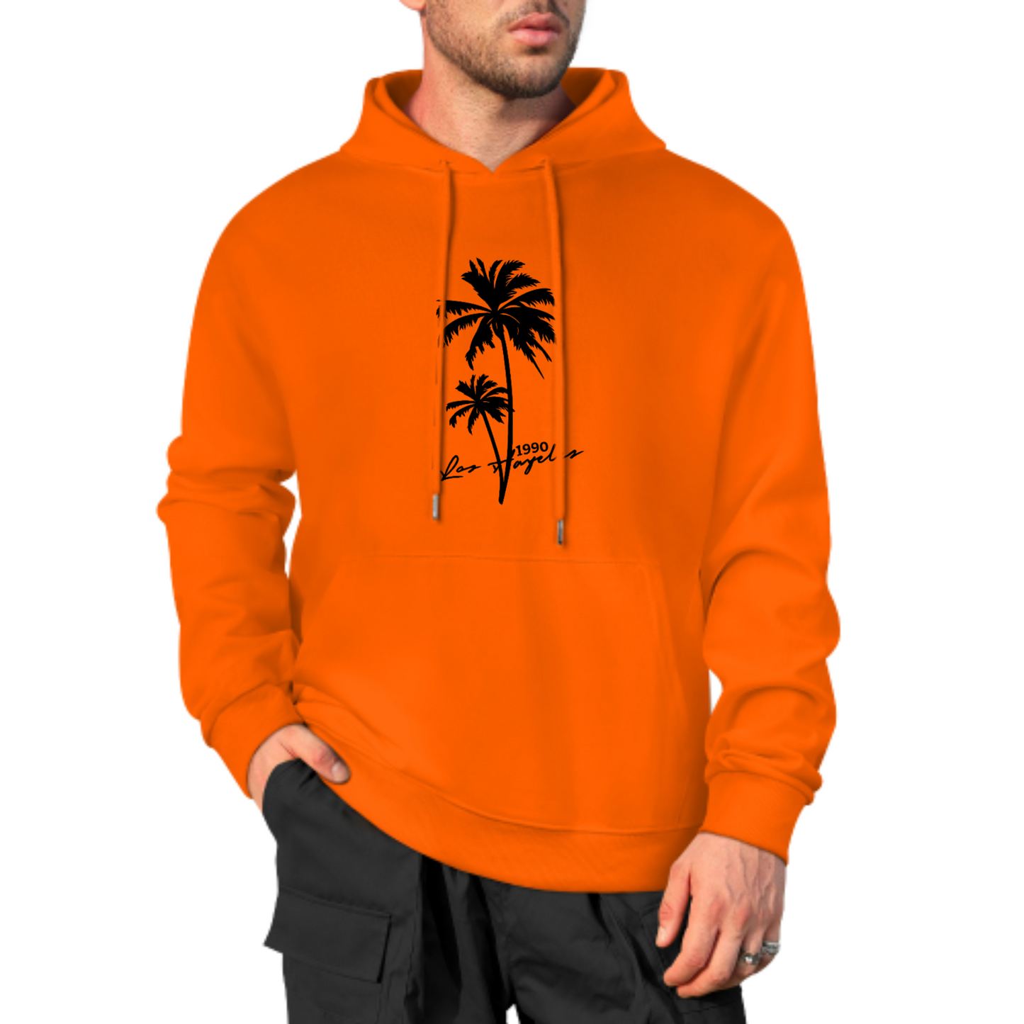 Palm Tree Graphic Hoodie, Summer Vibes Sweatshirt, Stylish Black Hoodie for Beach Lovers, Casual & Trendy Streetwear, Unisex Fashion Hoodie