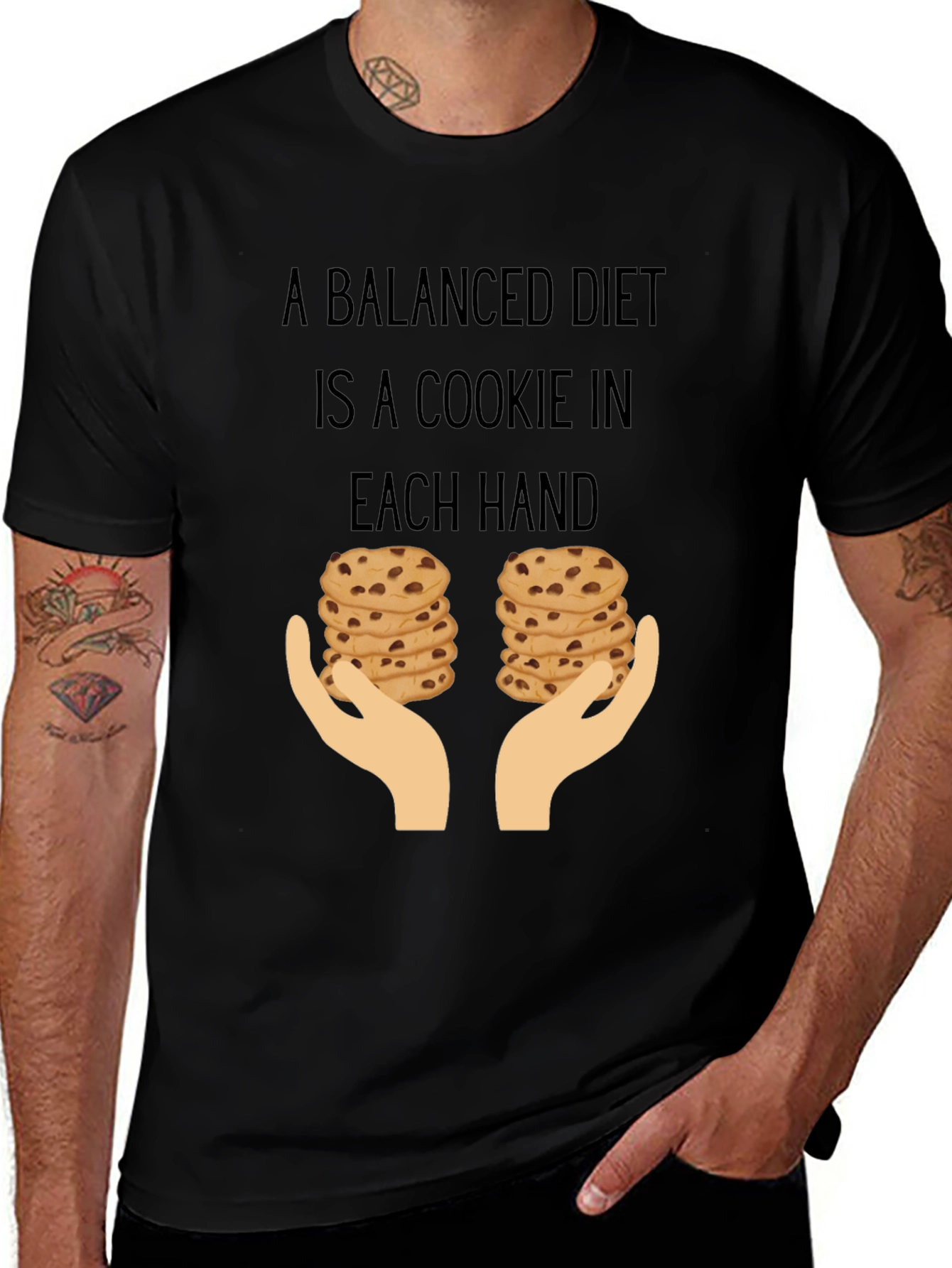 Funny Balanced Diet Cookie Lover T-Shirt