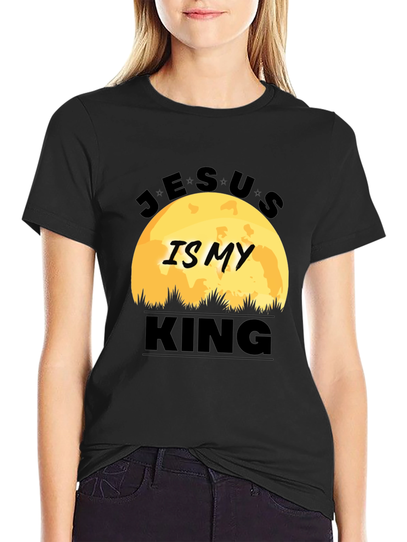 Jesus is My King Black T-Shirt Graphic Print