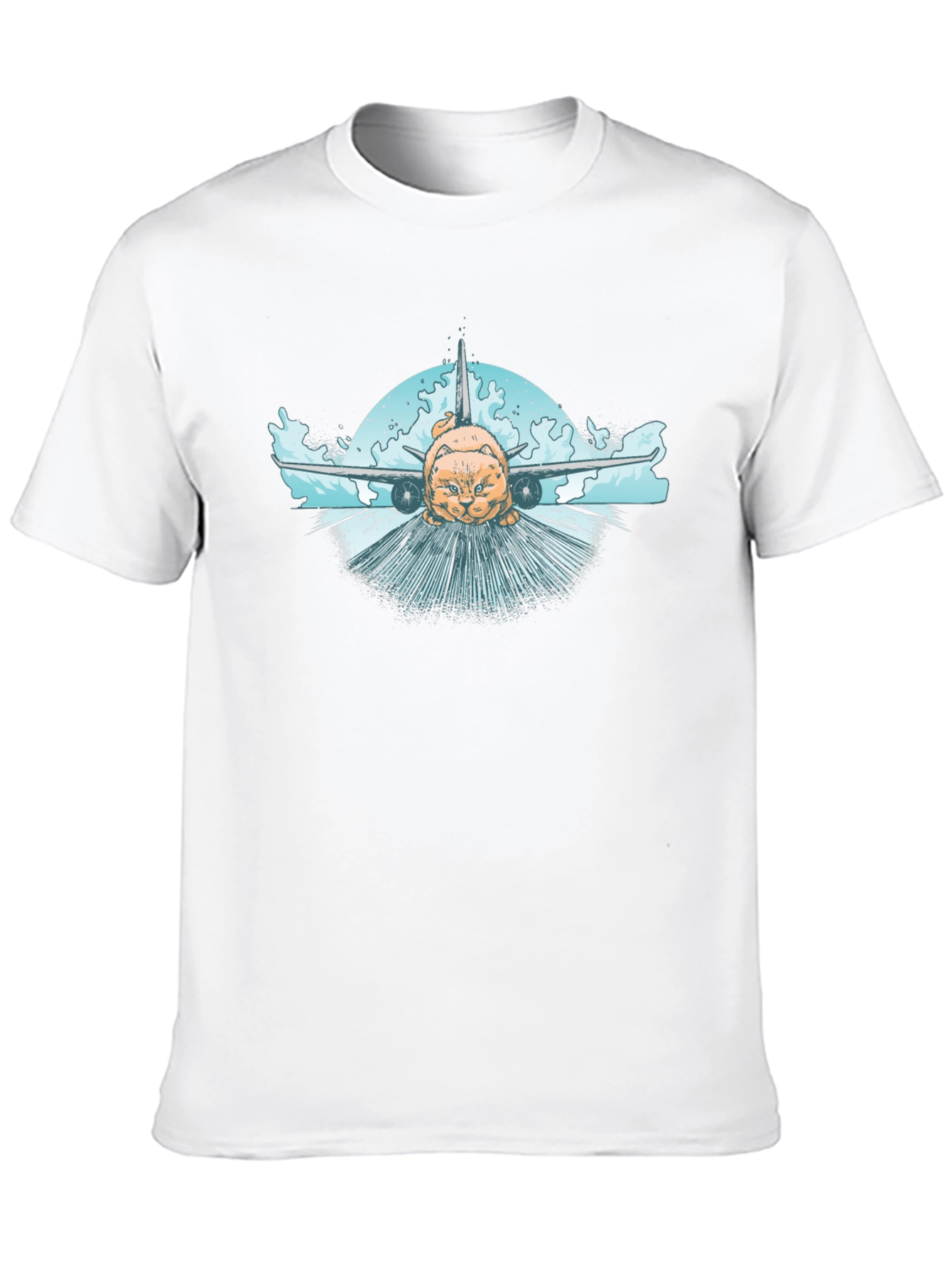 Cat Plane Black T-Shirt