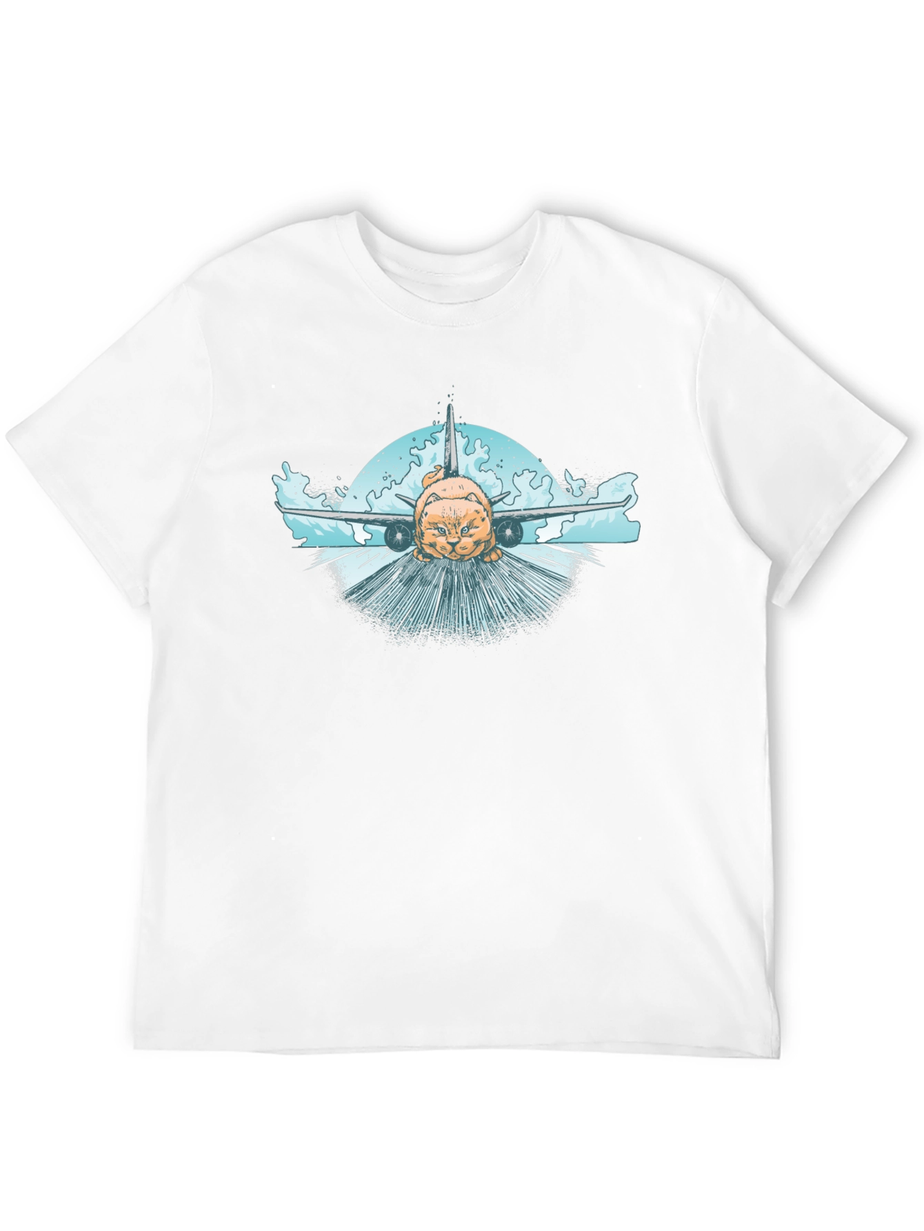 Cat Plane Black T-Shirt