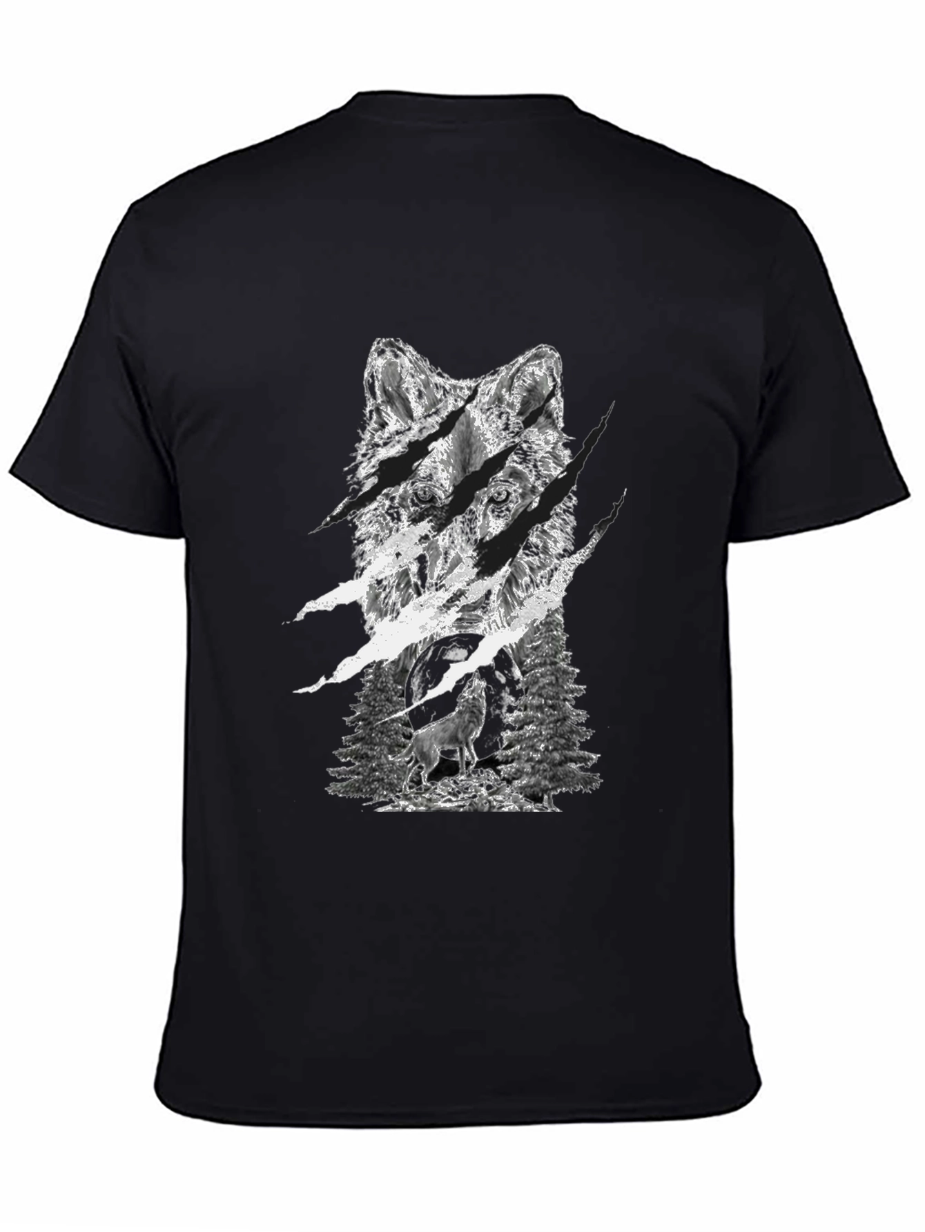 Wolf Graphic Print Black T-Shirt