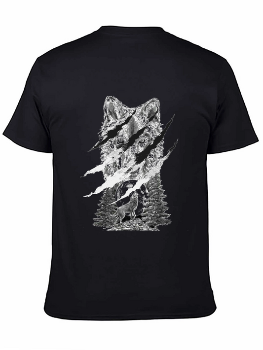 Wolf Graphic Print Black T-Shirt