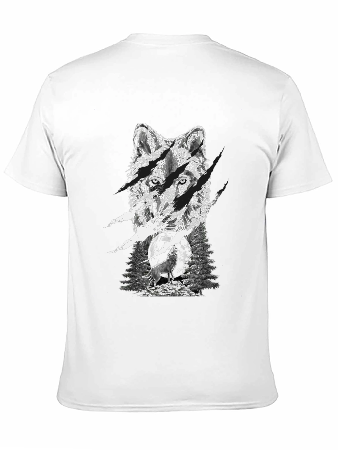 Wolf Graphic Print Black T-Shirt