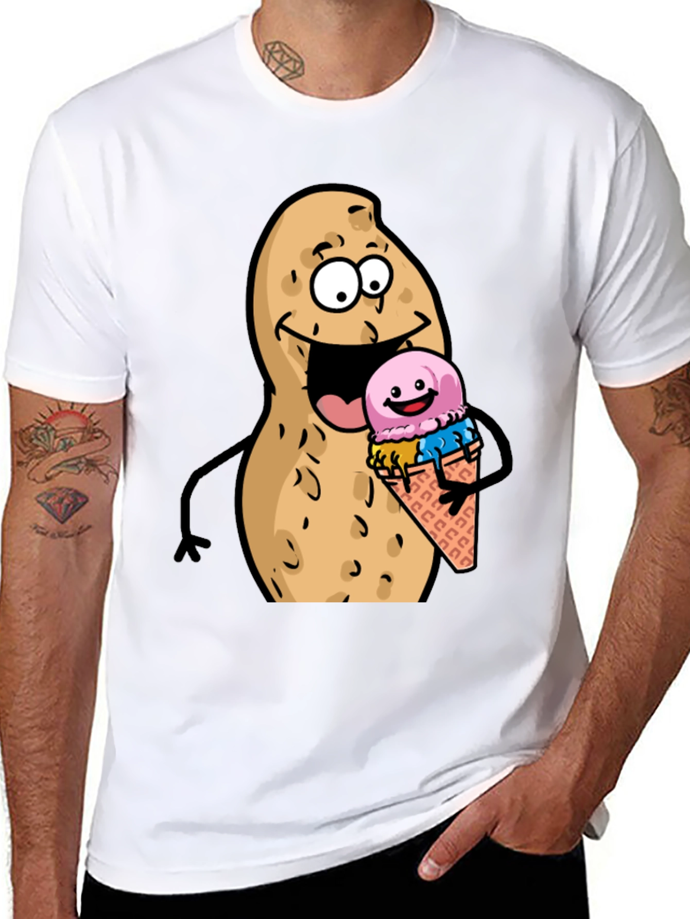 Funny Peanut Ice Cream Black T-Shirt