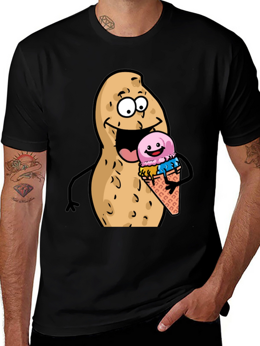 Funny Peanut Ice Cream Black T-Shirt