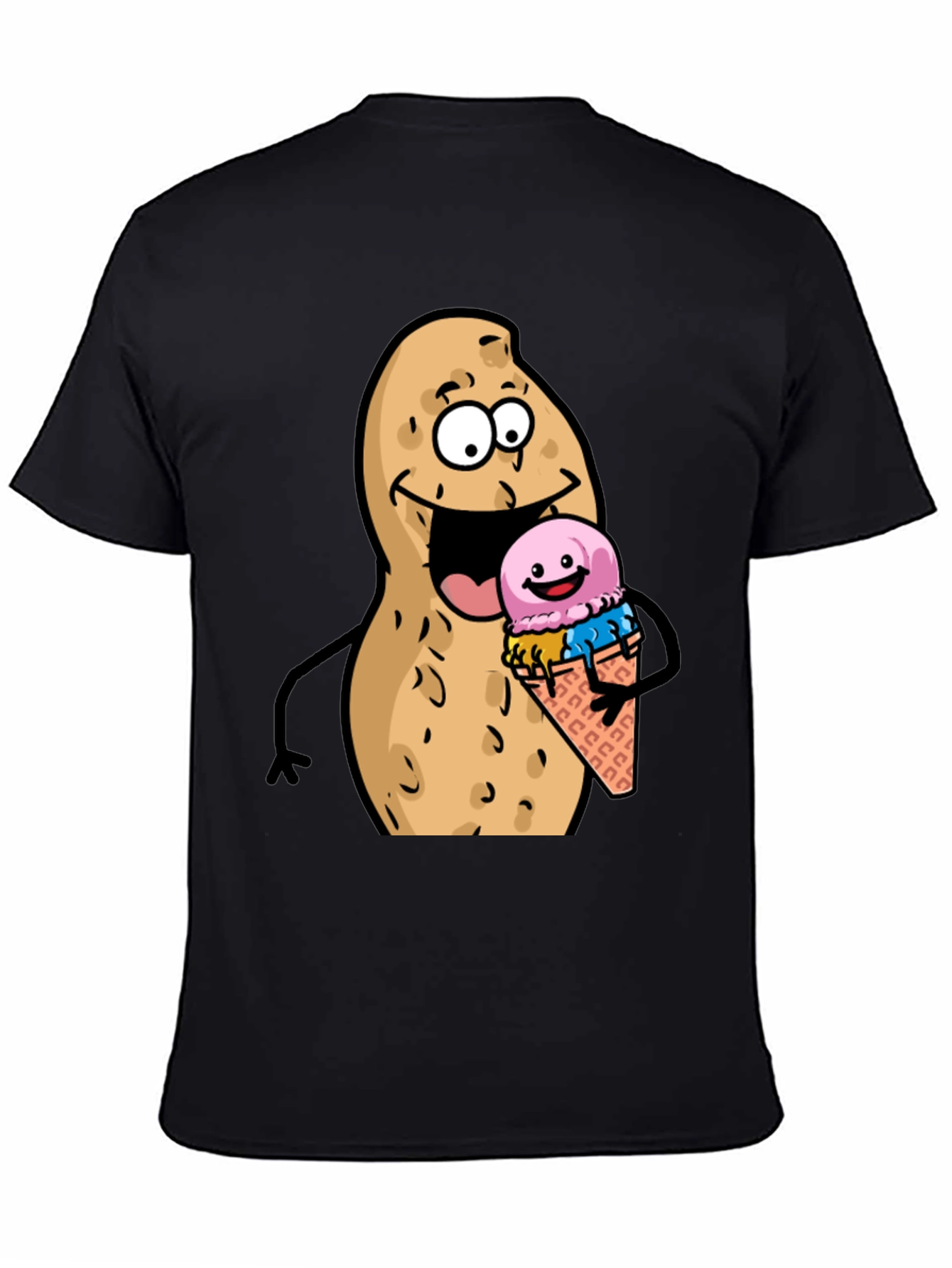 Funny Peanut Ice Cream Black T-Shirt