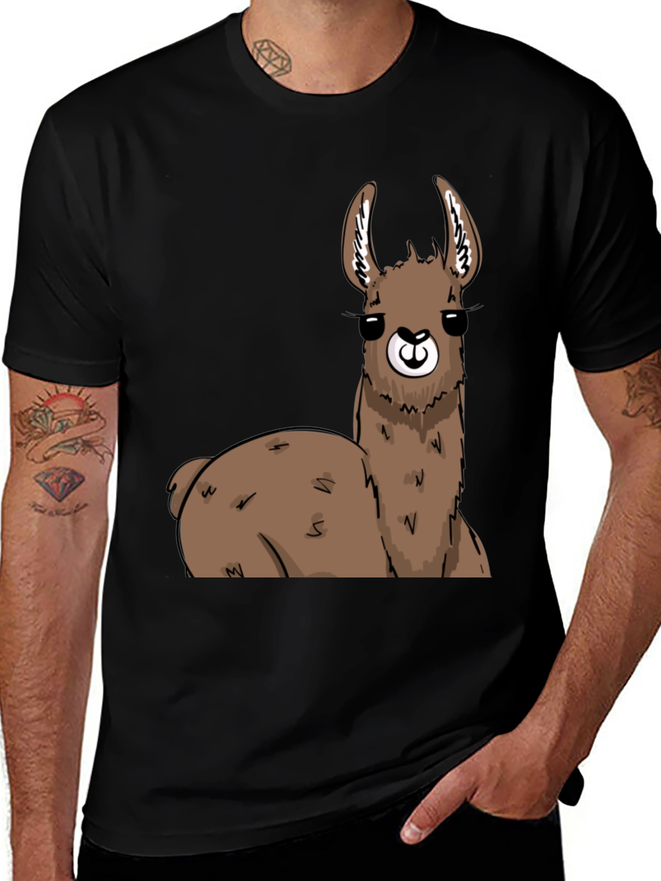 Llama Graphic T-Shirt - Black Cotton Tee