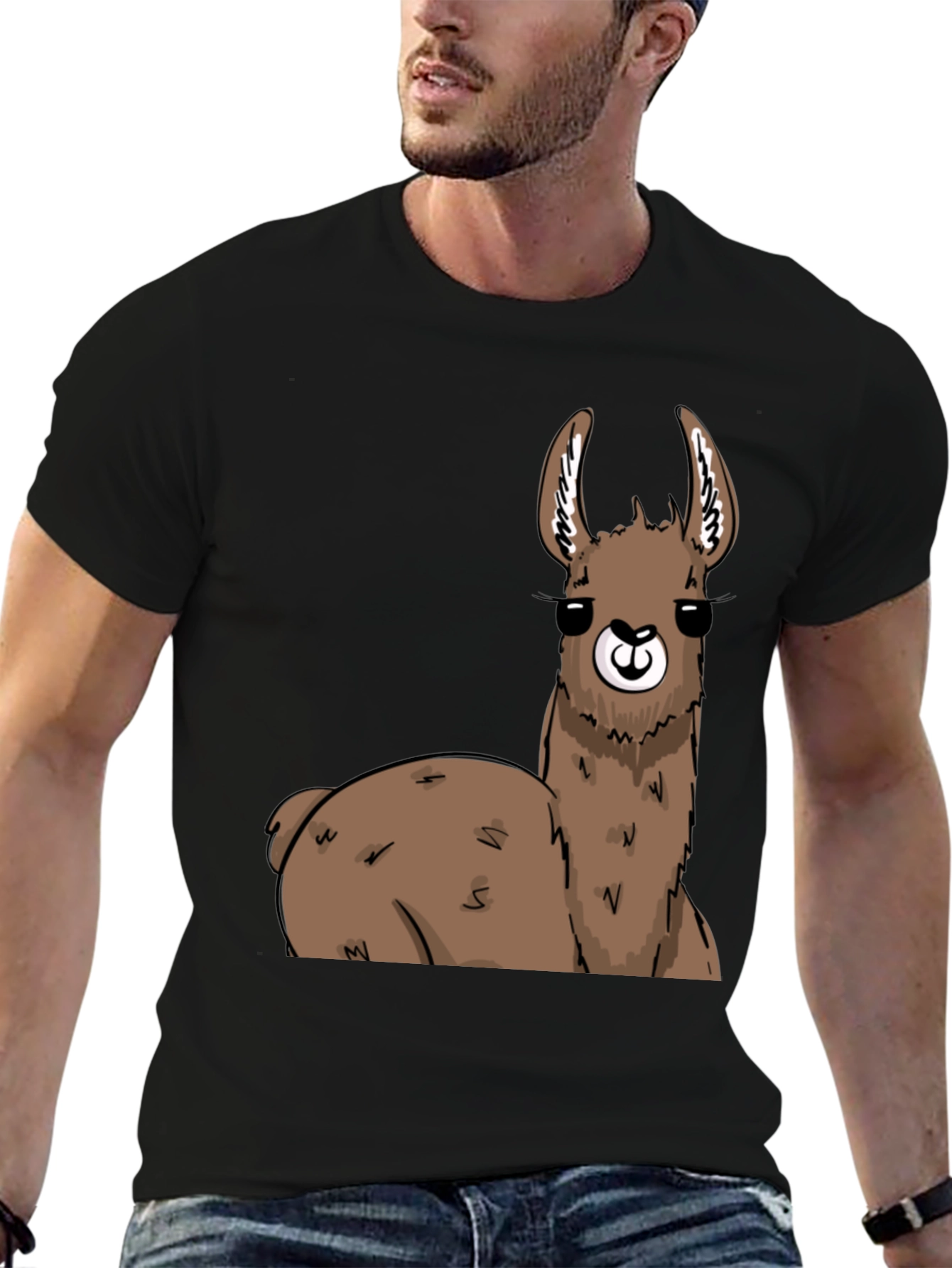 Llama Graphic T-Shirt - Black Cotton Tee
