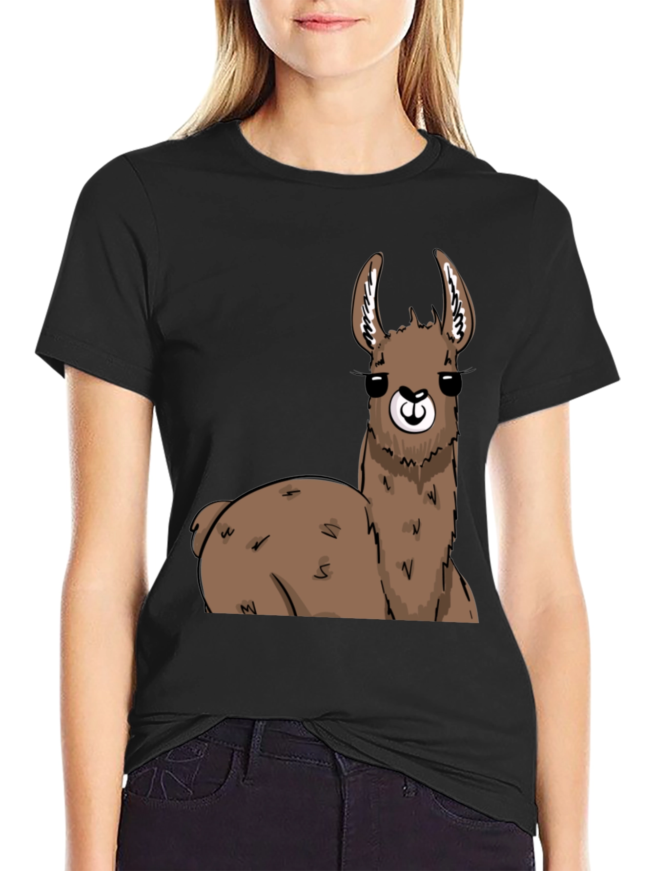 Llama Graphic T-Shirt - Black Cotton Tee