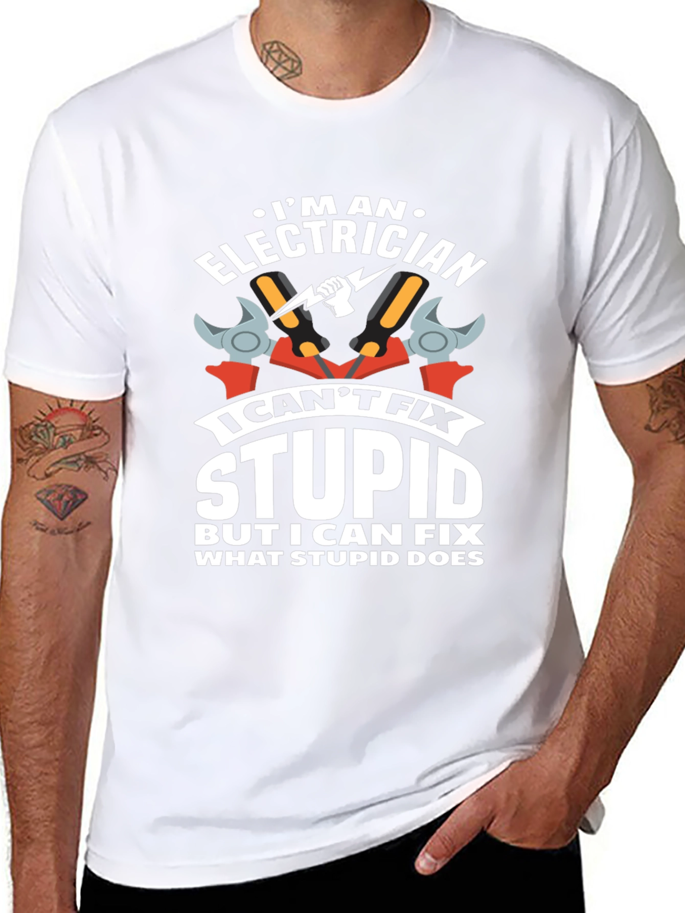 Electrician Humor T-Shirt: I Cant Fix Stupid