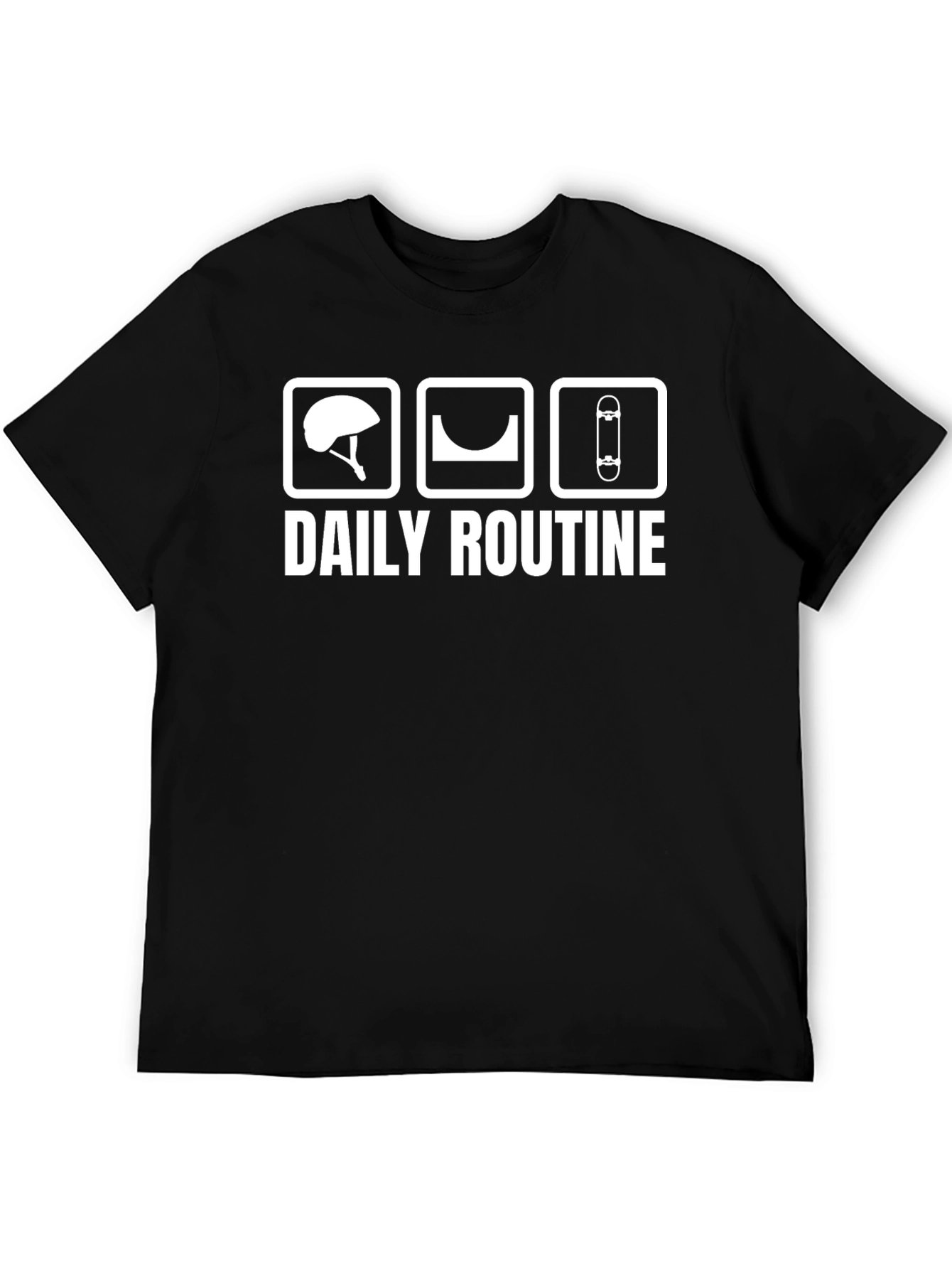 Skate Daily Routine Black Graphic Tee