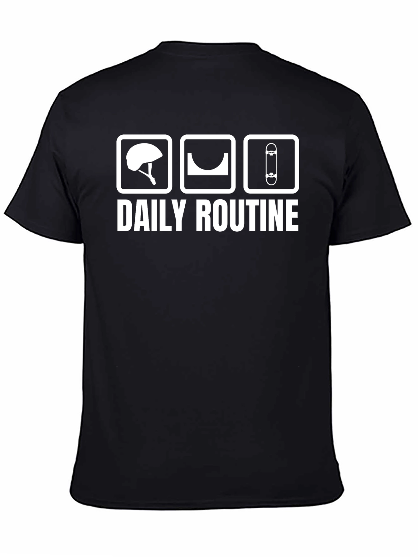 Skate Daily Routine Black Graphic Tee