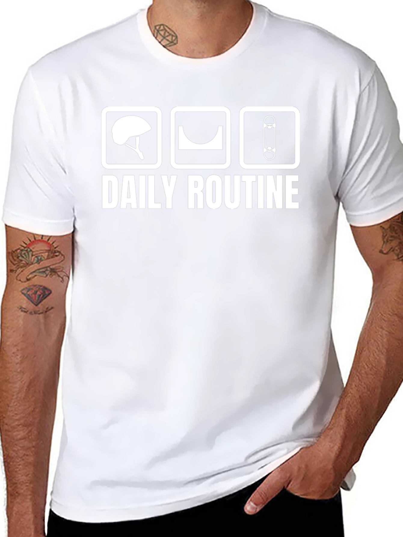 Skate Daily Routine Black Graphic Tee