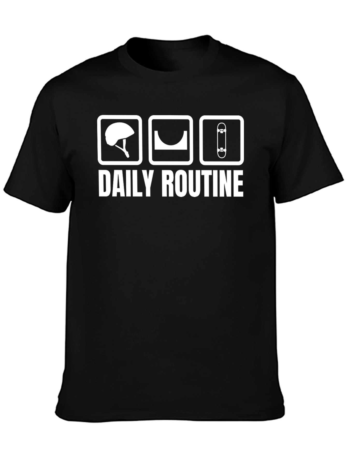 Skate Daily Routine Black Graphic Tee