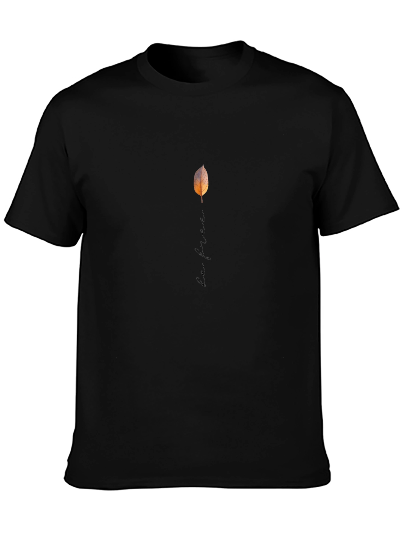 Be Free Leaf Graphic Black T-Shirt