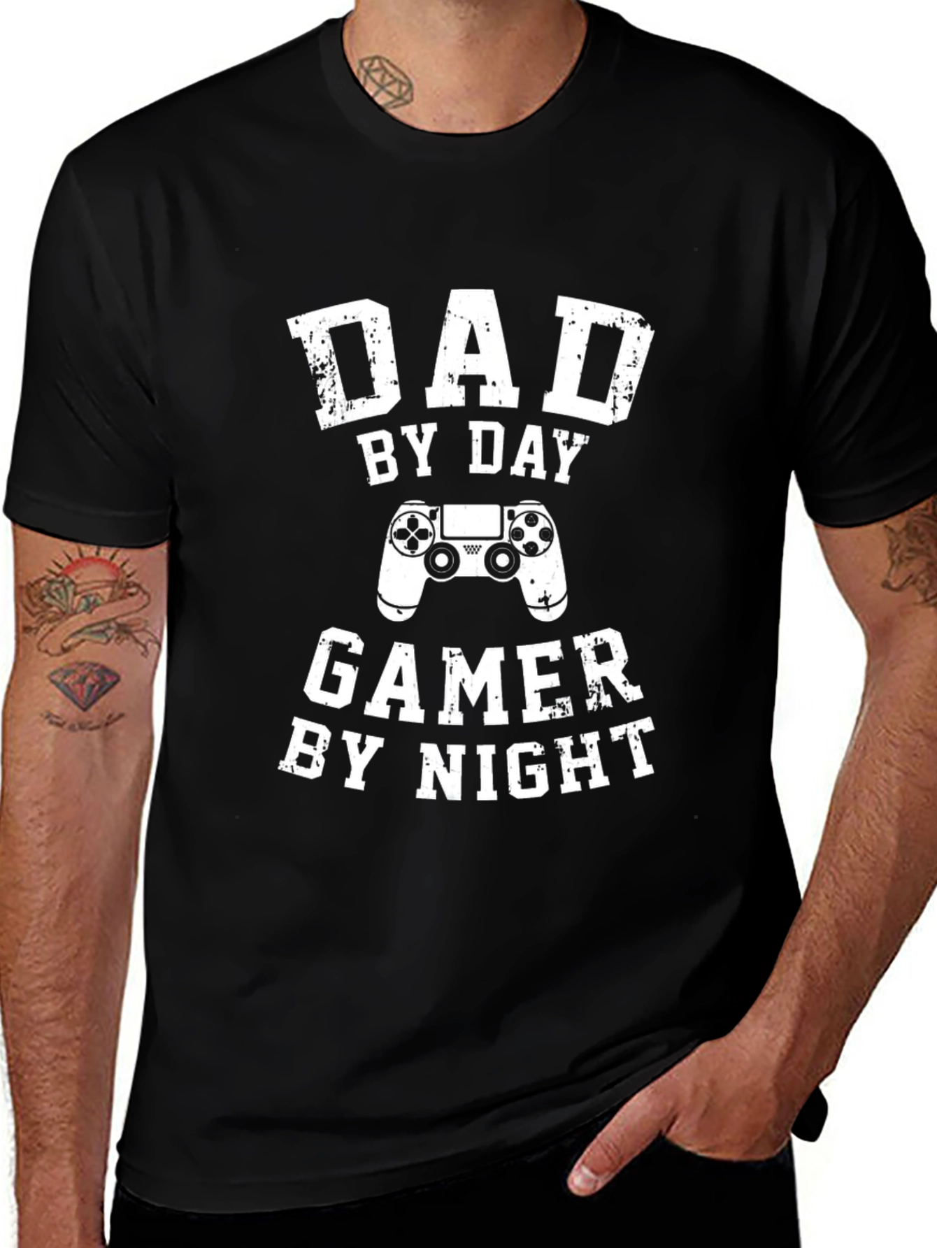 Dad By Day Gamer By Night Black T-Shirt