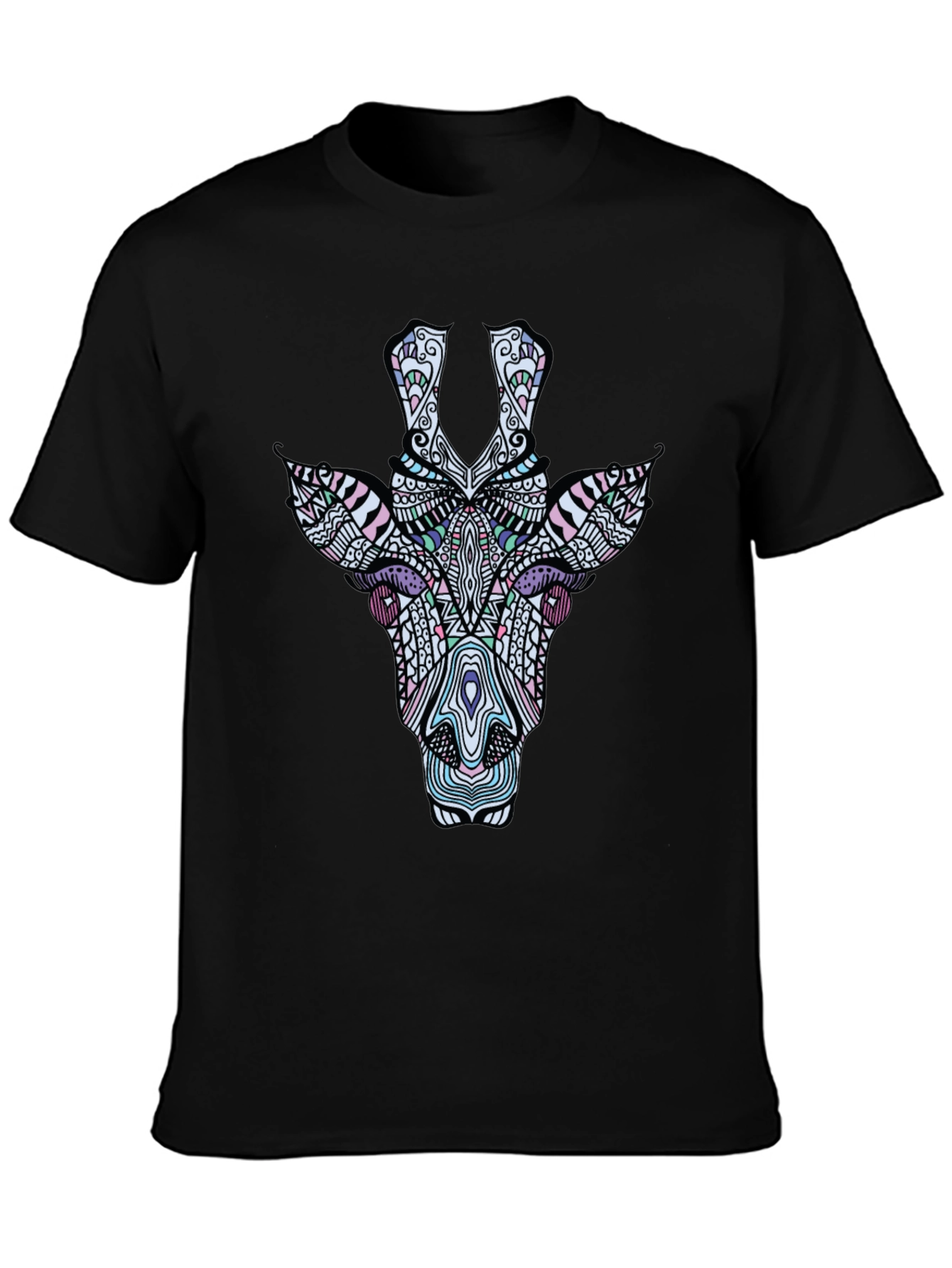 Unique Giraffe Art Black T-Shirt