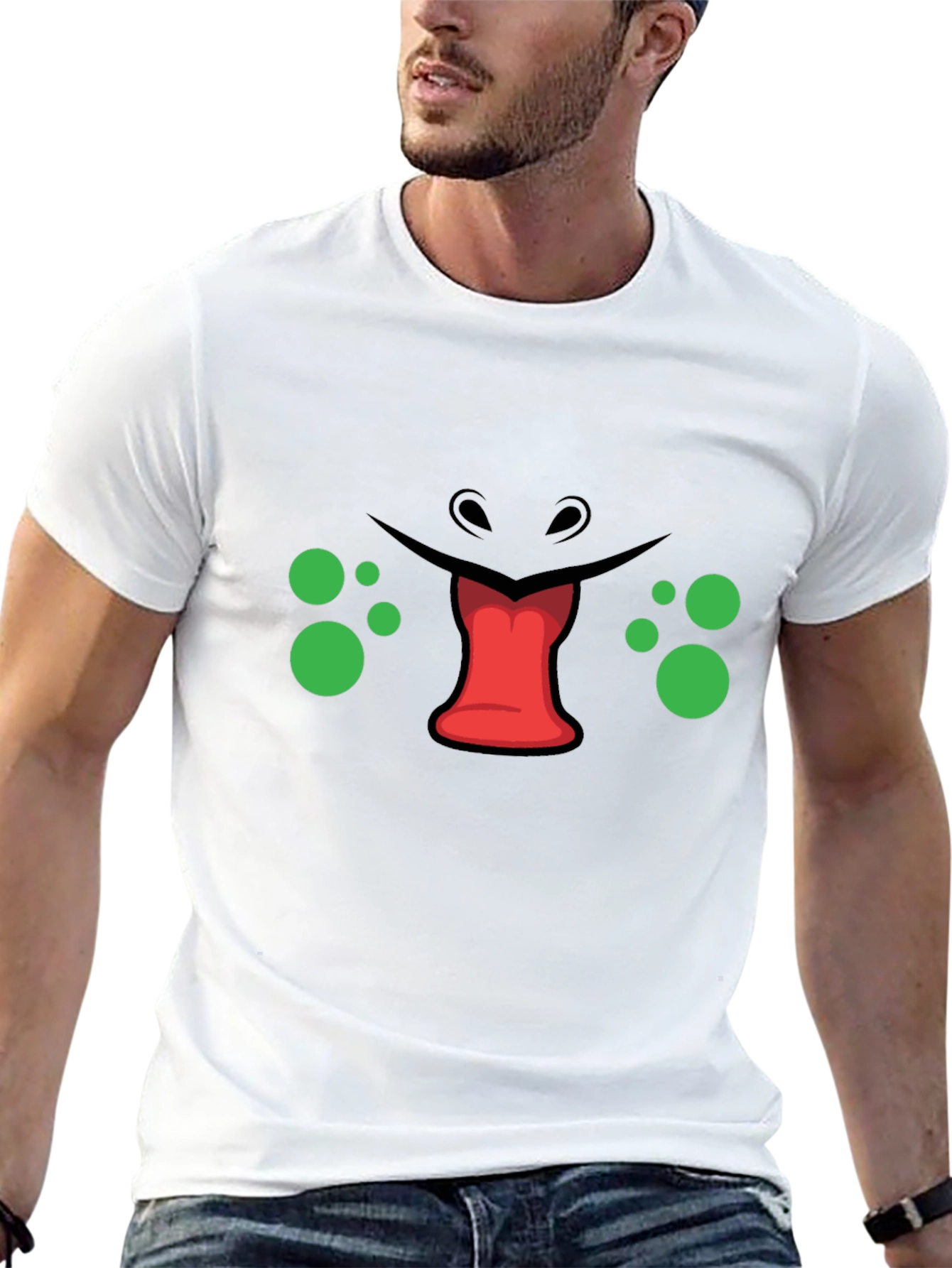 Funny Monster Face Graphic T-Shirt - Unique Design