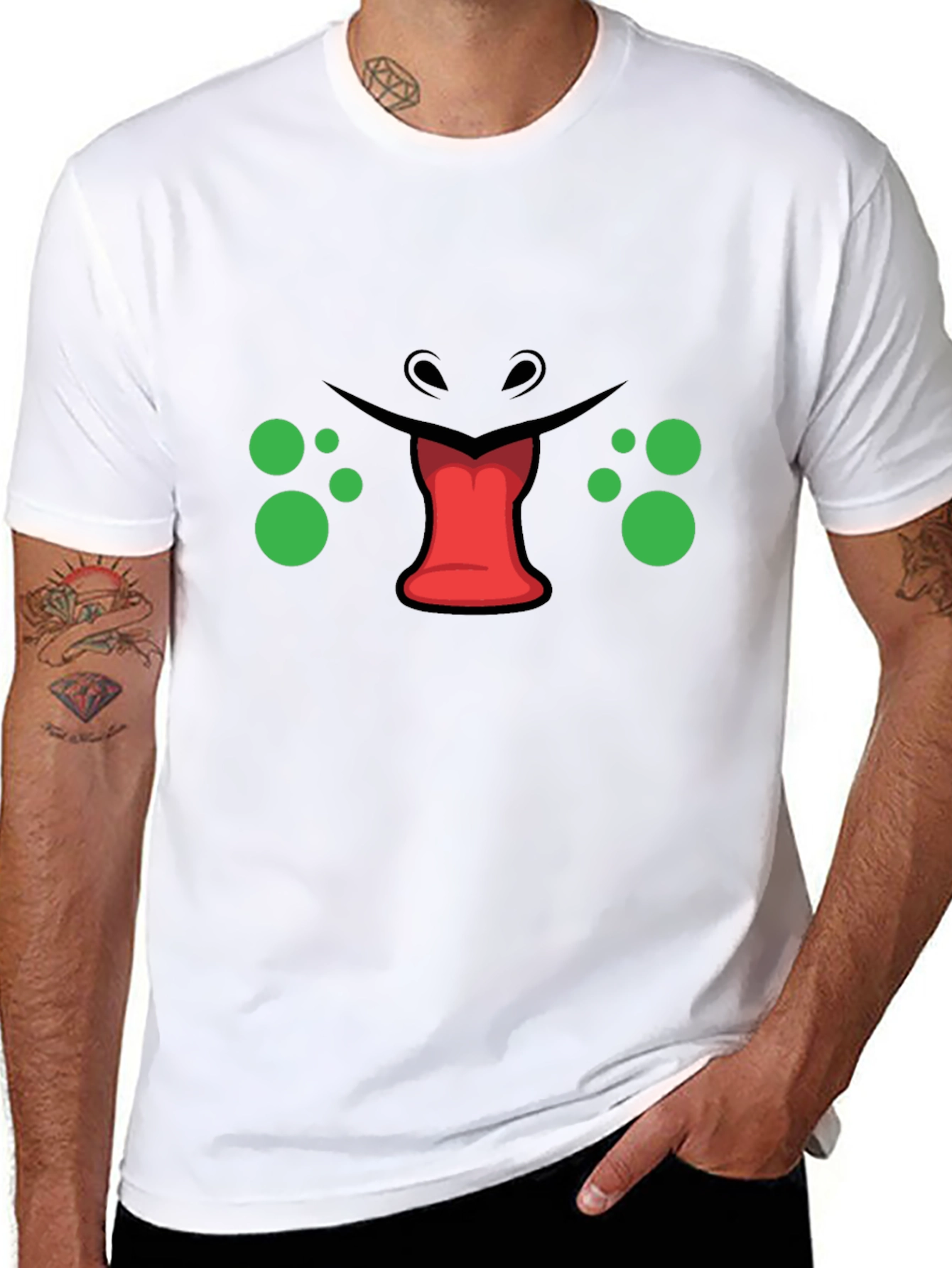 Funny Monster Face Graphic T-Shirt - Unique Design