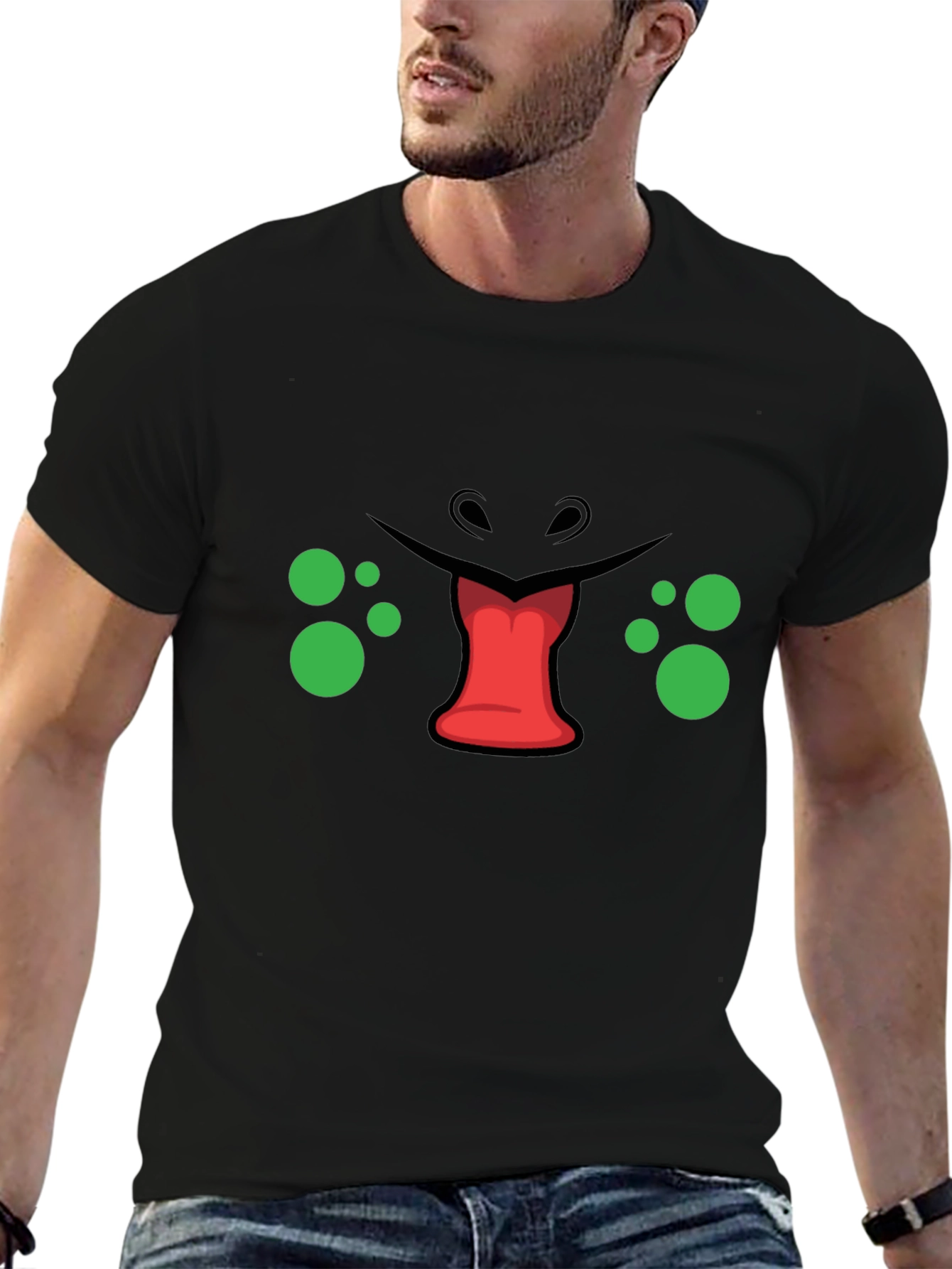 Funny Monster Face Graphic T-Shirt - Unique Design