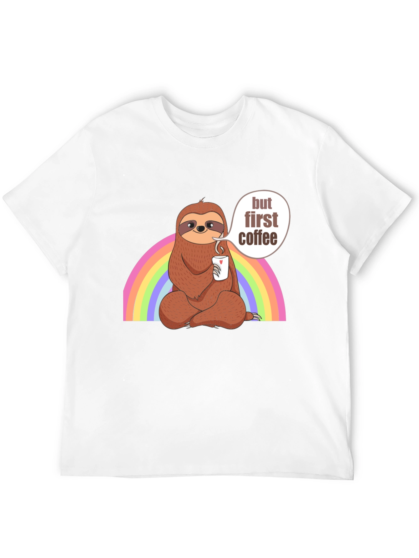 Sloth But First Coffee Black T-Shirt
