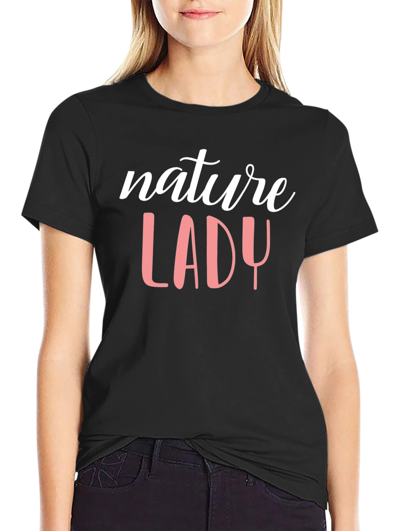 Nature Lady Graphic Tee - Black Cotton T-Shirt