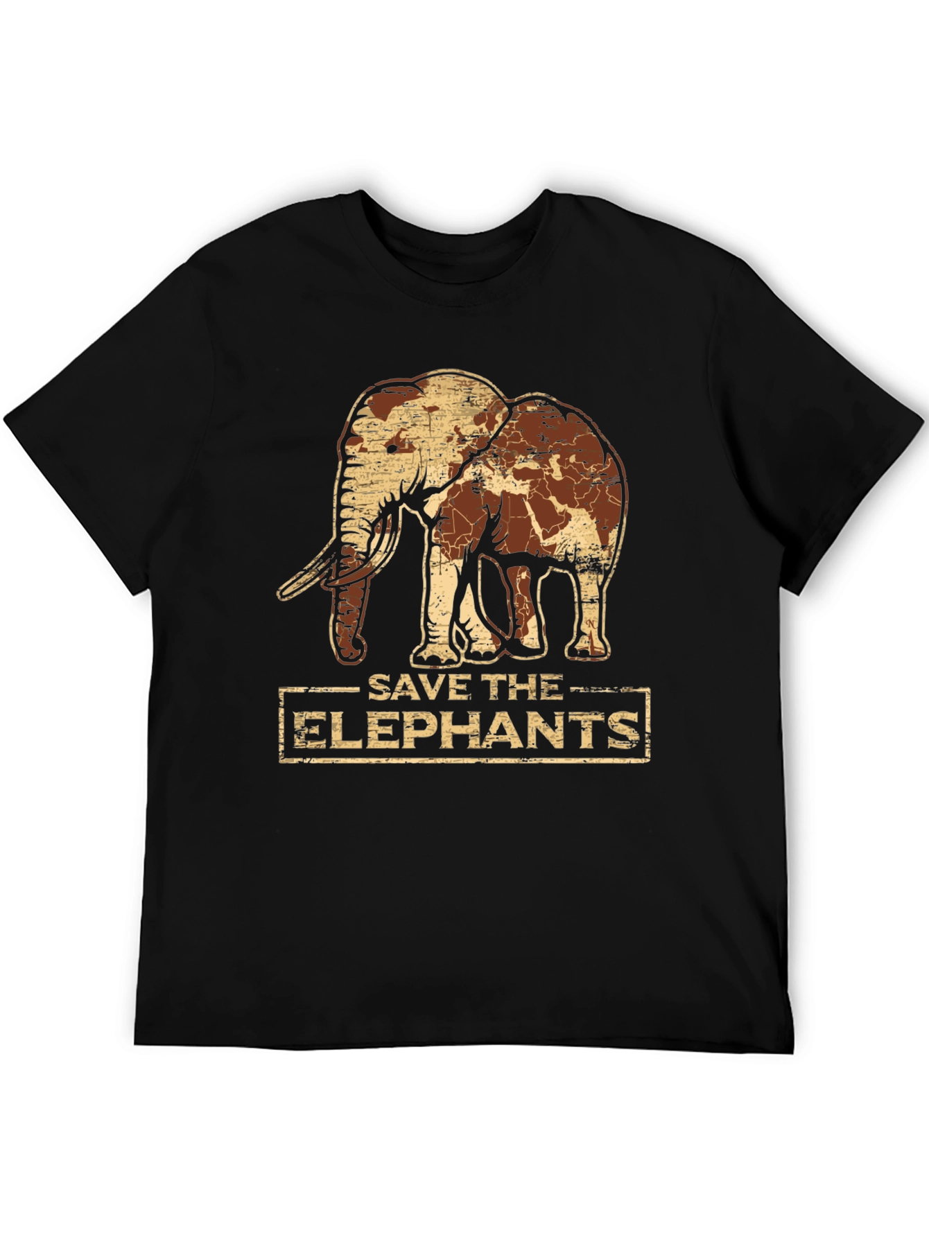 Save the Elephants Graphic Tee - Black Cotton T-Shirt