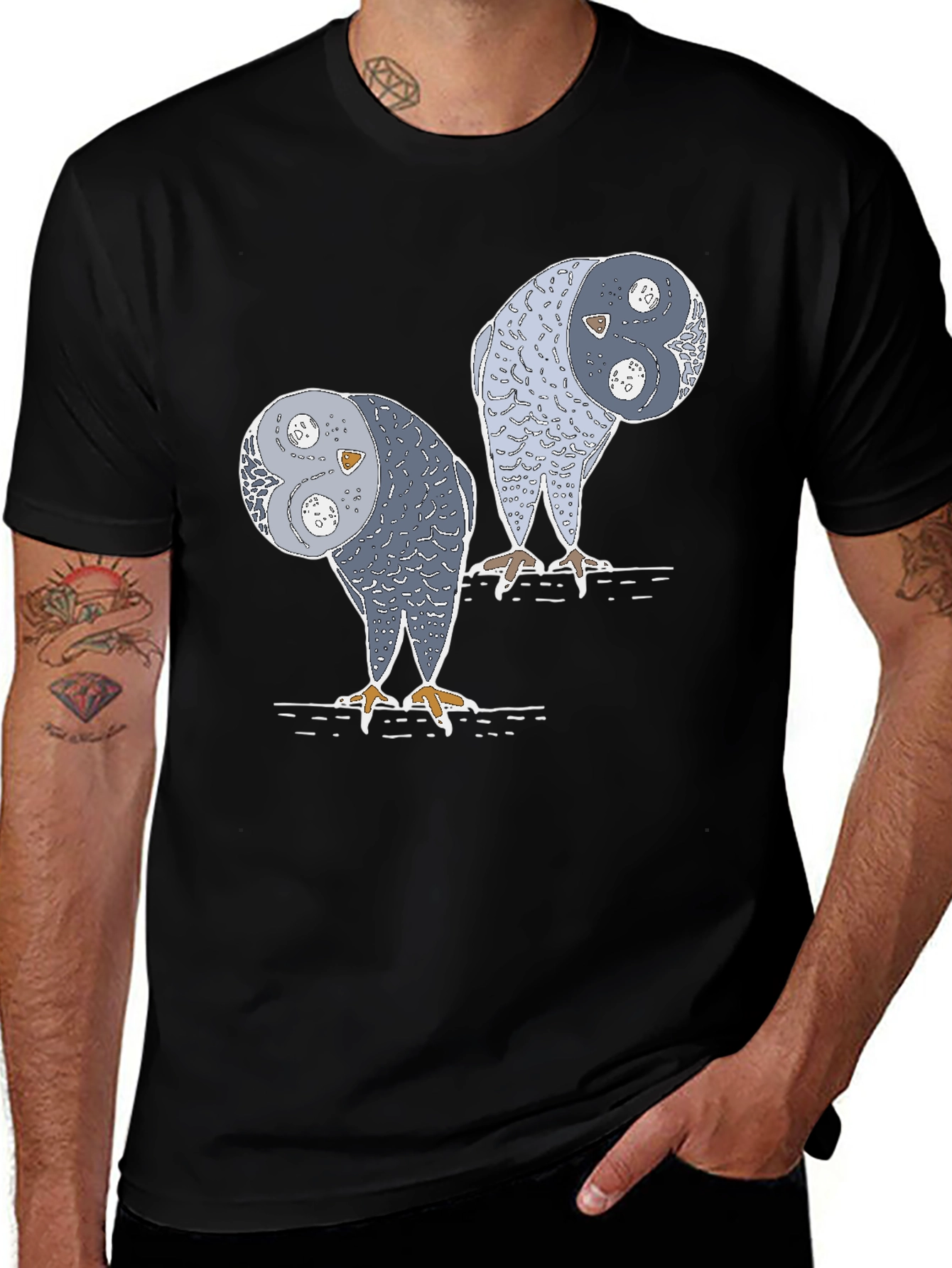 Yin Yang Owls Graphic T-Shirt - Unique Design