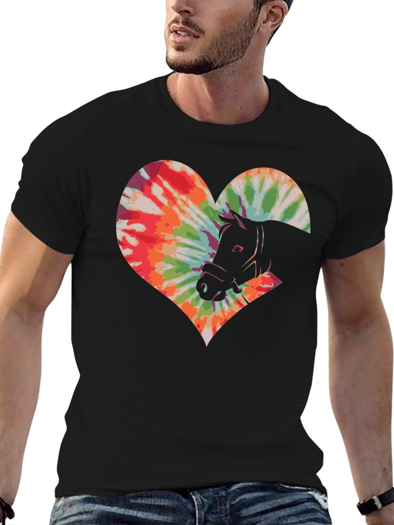 Tie-Dye Horse Heart Graphic T-Shirt