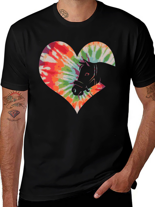 Tie-Dye Horse Heart Graphic T-Shirt