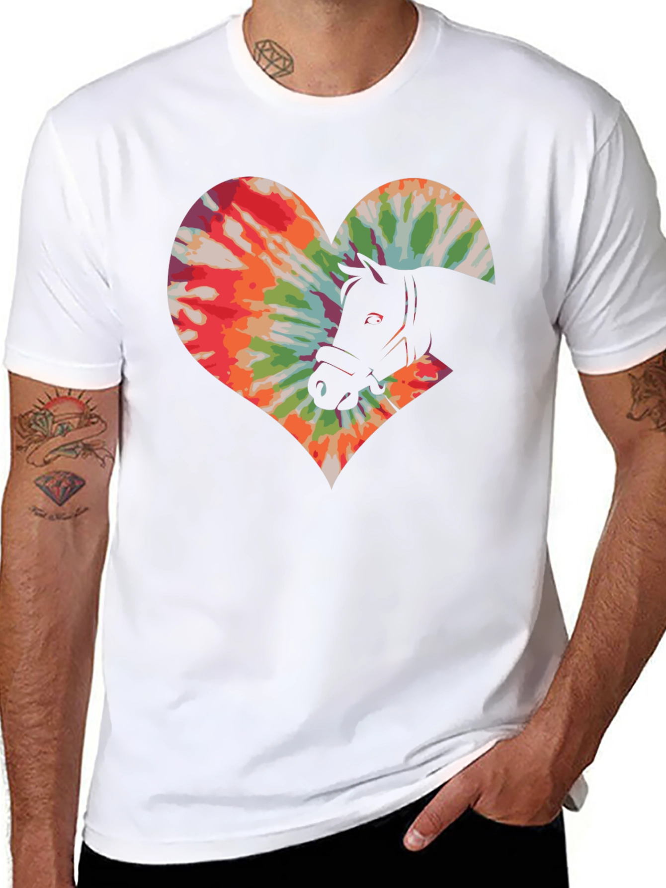 Tie-Dye Horse Heart Graphic T-Shirt