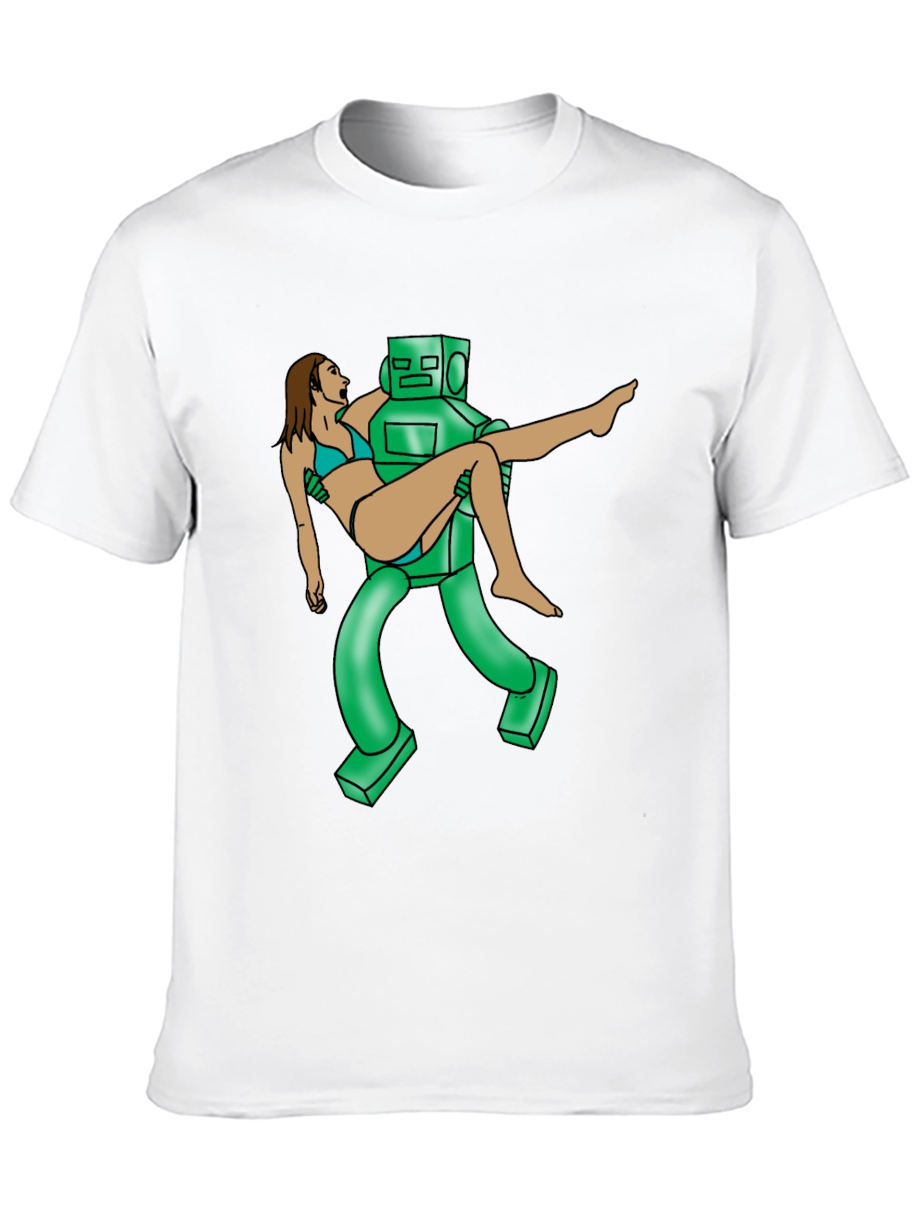 Robot Rescue Graphic Tee - Sci-Fi Humor T-Shirt