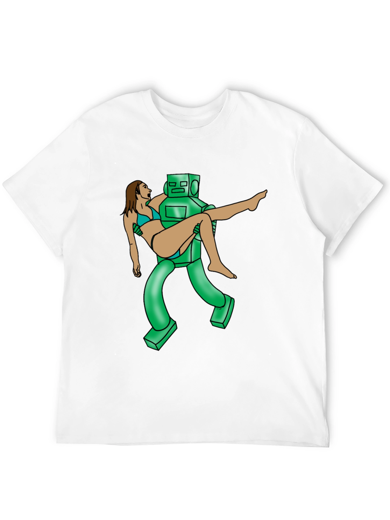 Robot Rescue Graphic Tee - Sci-Fi Humor T-Shirt