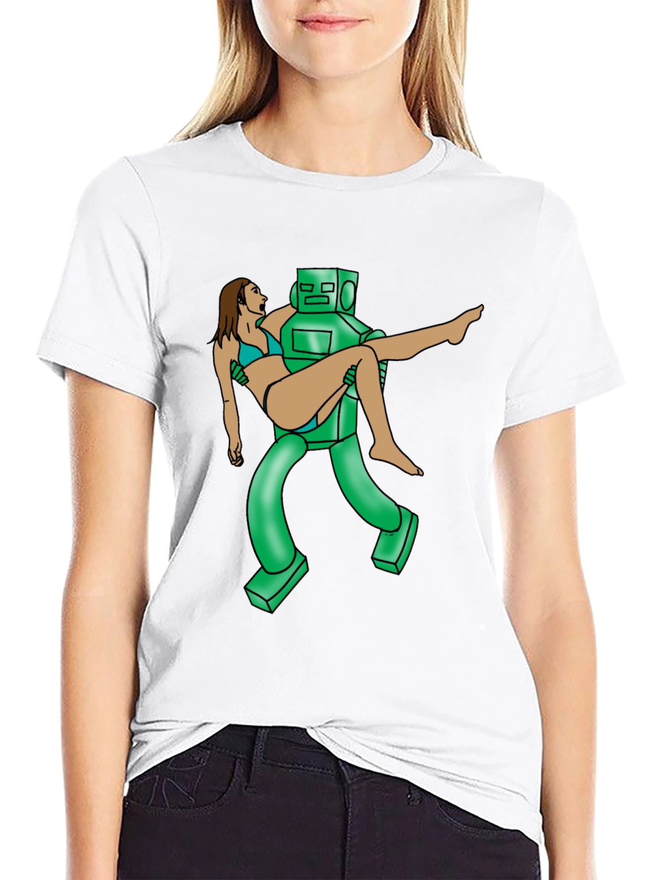 Robot Rescue Graphic Tee - Sci-Fi Humor T-Shirt