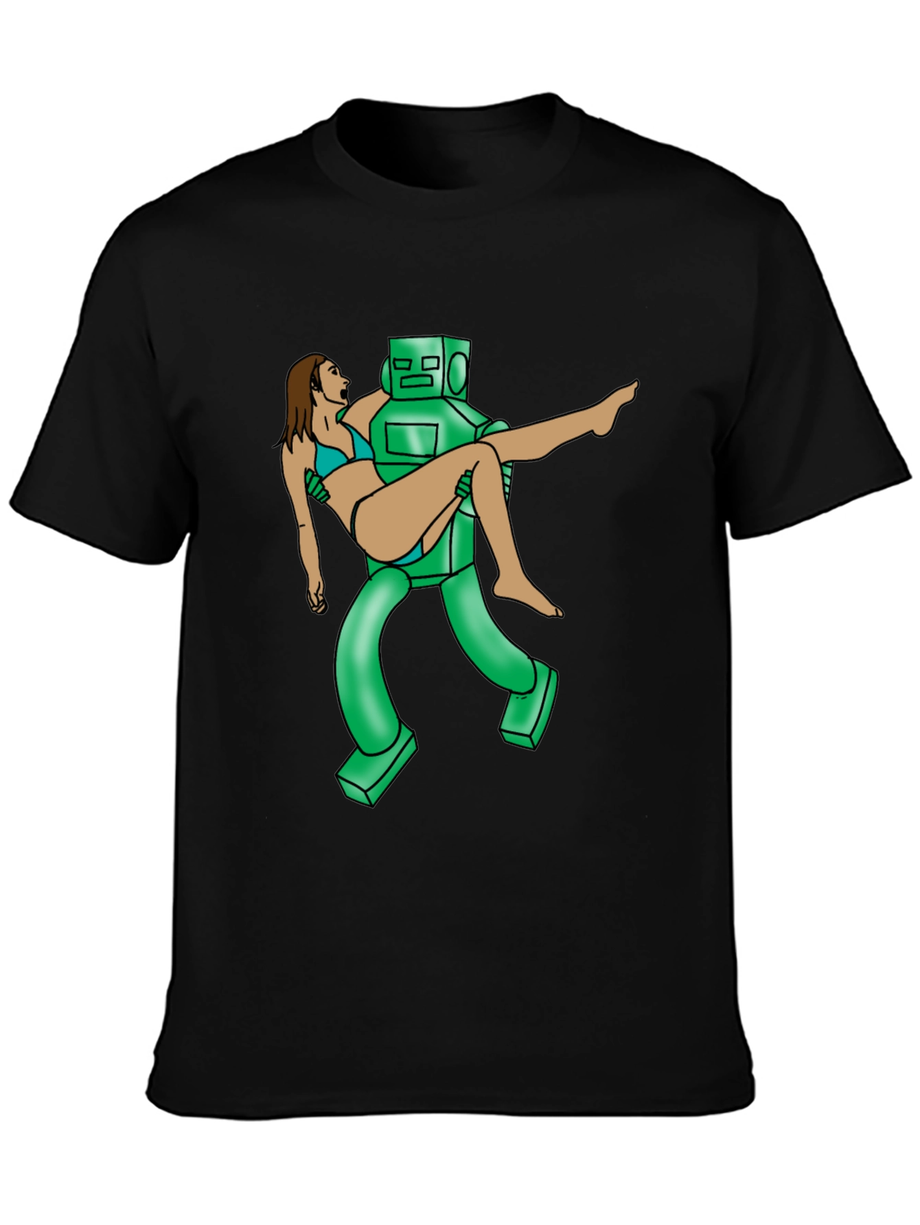 Robot Rescue Graphic Tee - Sci-Fi Humor T-Shirt
