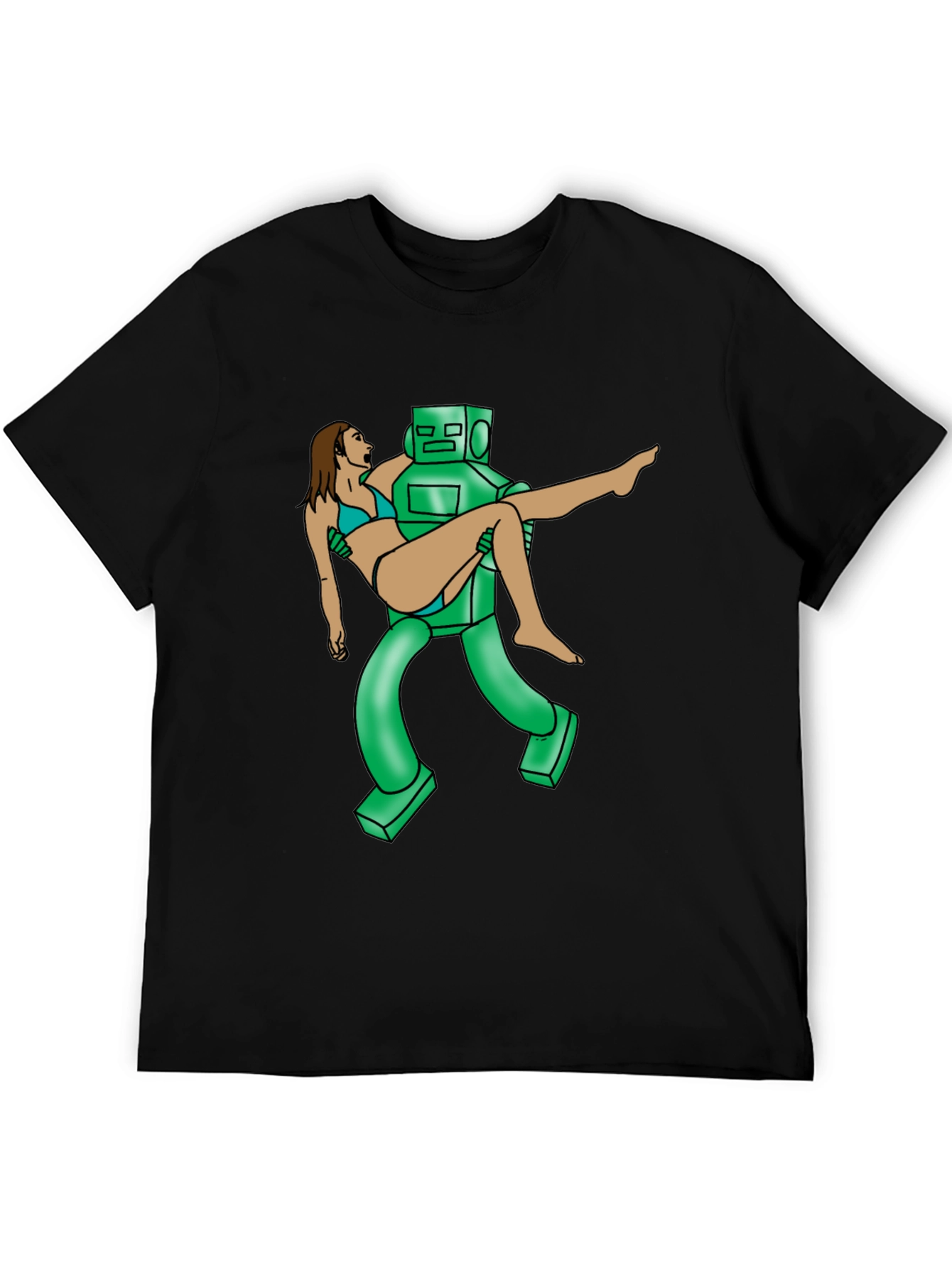 Robot Rescue Graphic Tee - Sci-Fi Humor T-Shirt