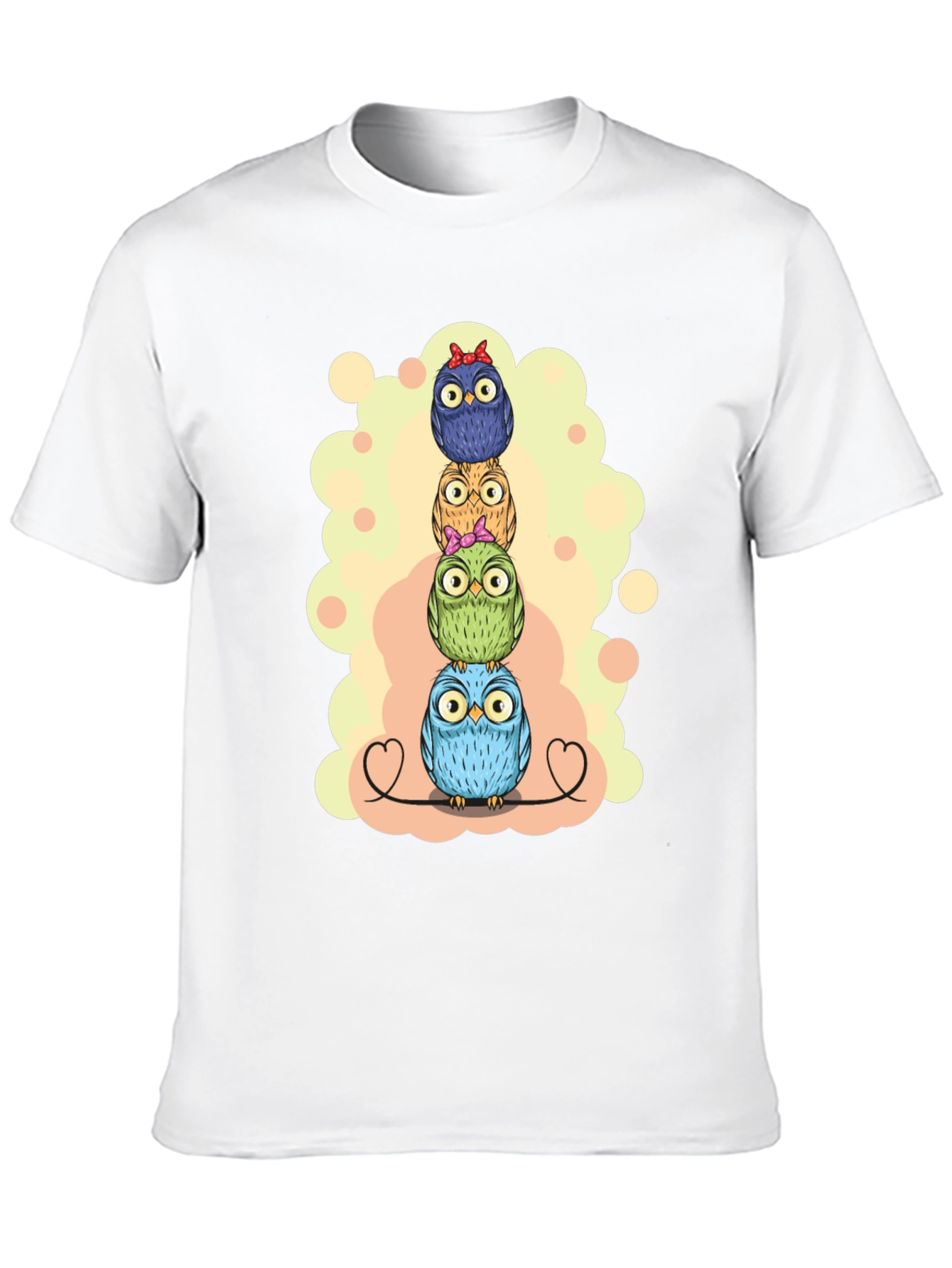Stacked Owls Graphic Tee - Black Cotton T-Shirt