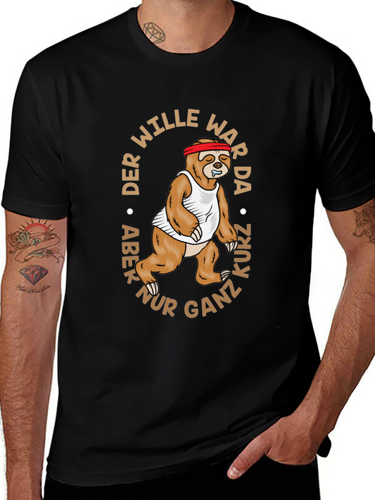 Funny Sloth Running Graphic Tee - The Will Was There