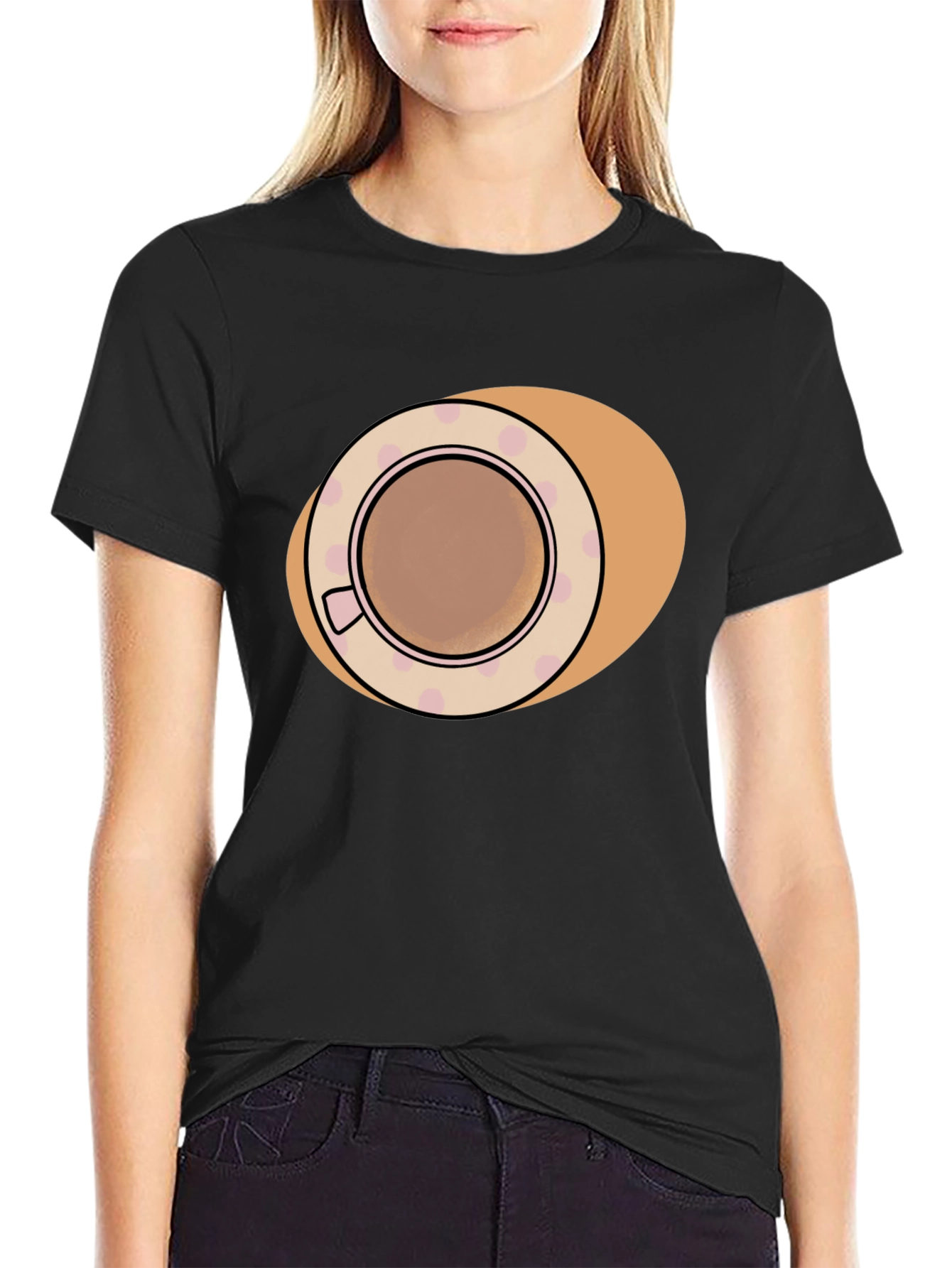 Coffee Cup Design Black T-Shirt