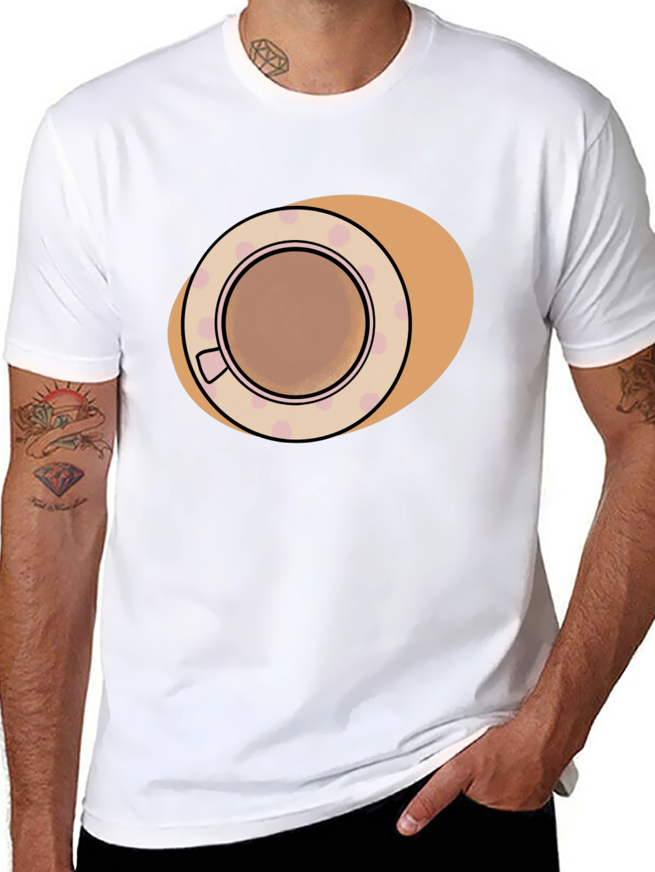 Coffee Cup Design Black T-Shirt
