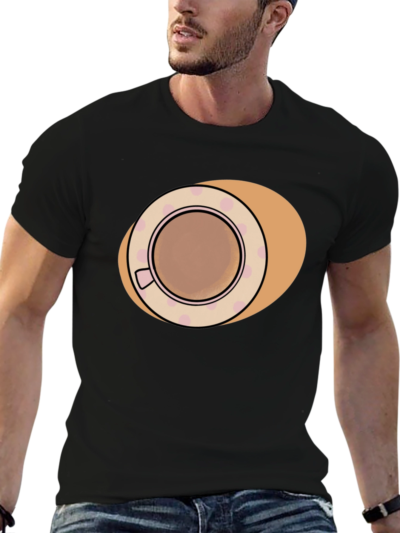 Coffee Cup Design Black T-Shirt