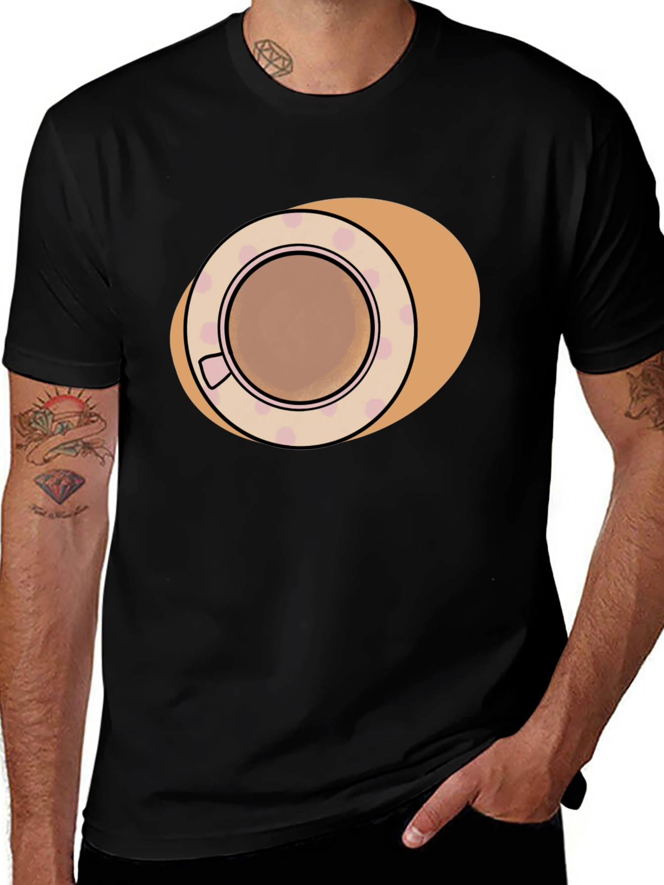 Coffee Cup Design Black T-Shirt