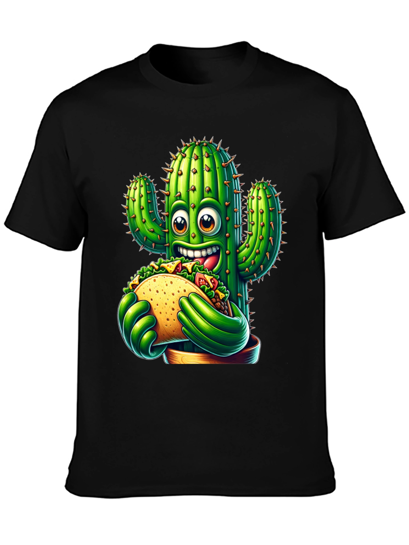 Cactus Taco Graphic Tee - Novelty Cartoon Shirt