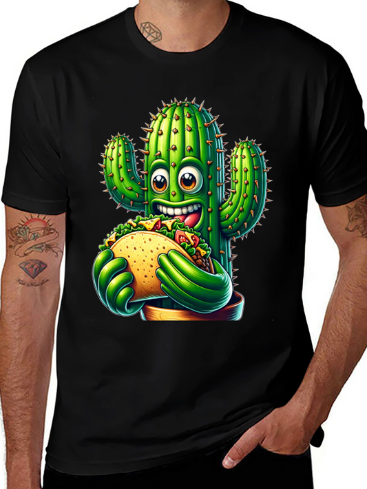 Cactus Taco Graphic Tee - Novelty Cartoon Shirt