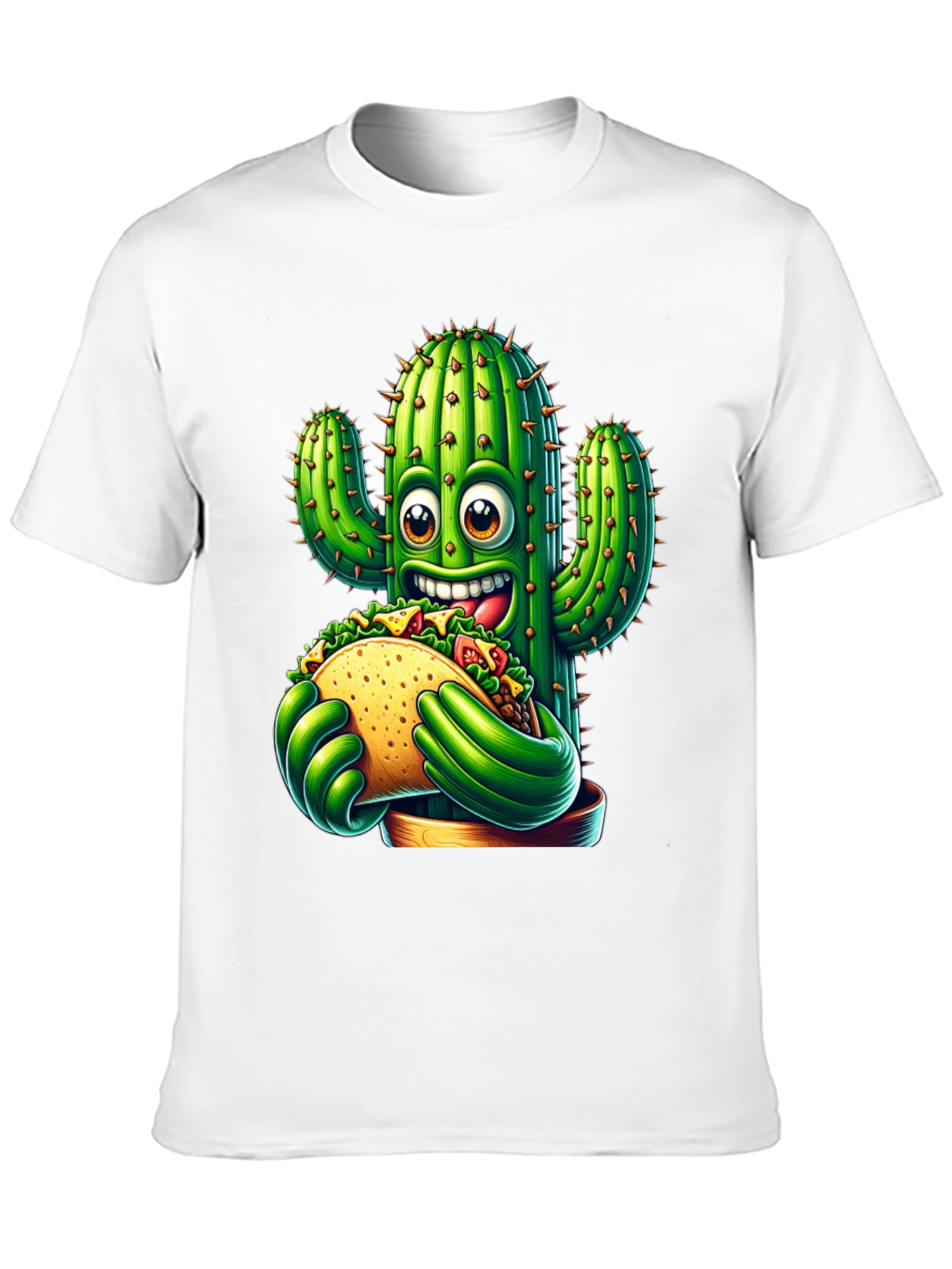 Cactus Taco Graphic Tee - Novelty Cartoon Shirt