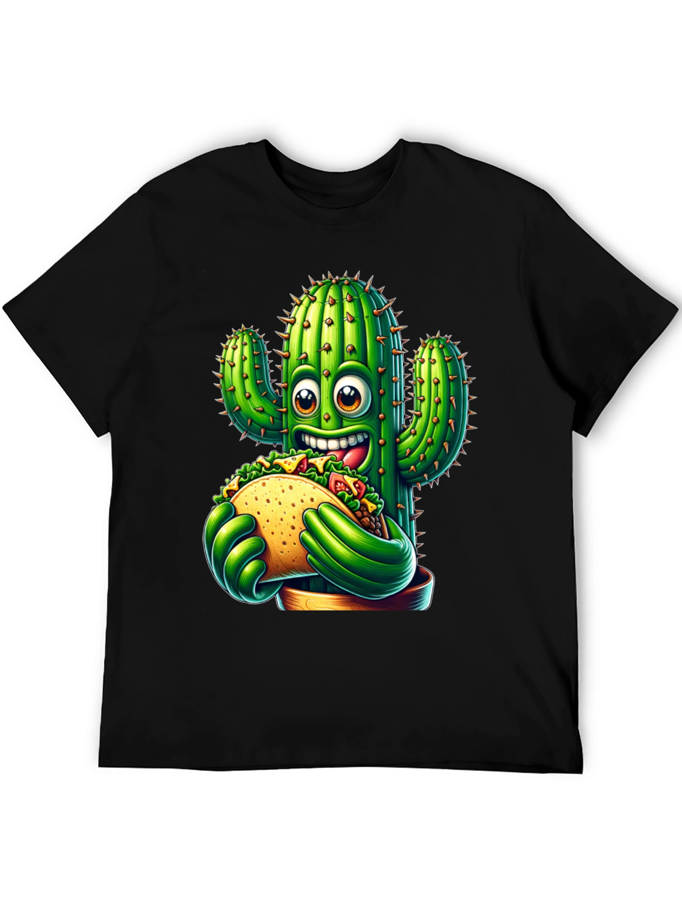 Cactus Taco Graphic Tee - Novelty Cartoon Shirt