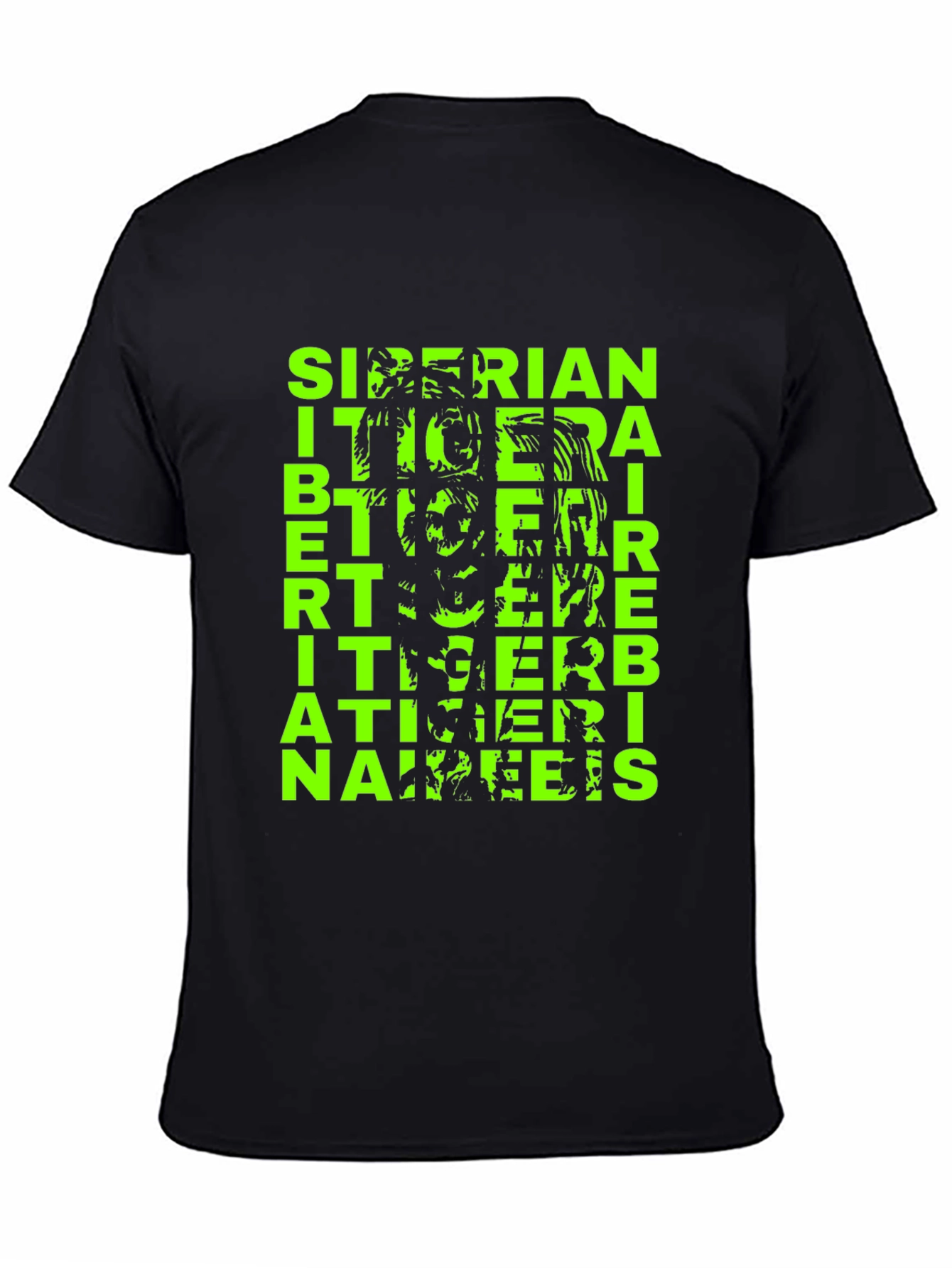 Siberian Tiger Graphic Print Black T-Shirt