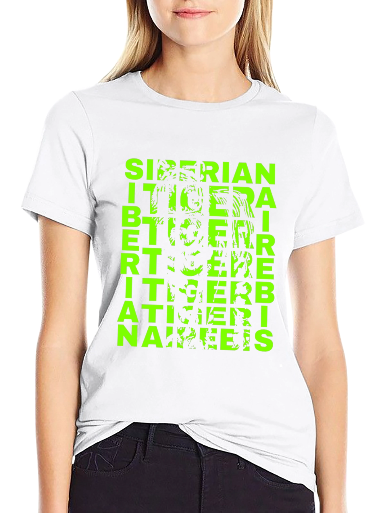 Siberian Tiger Graphic Print Black T-Shirt